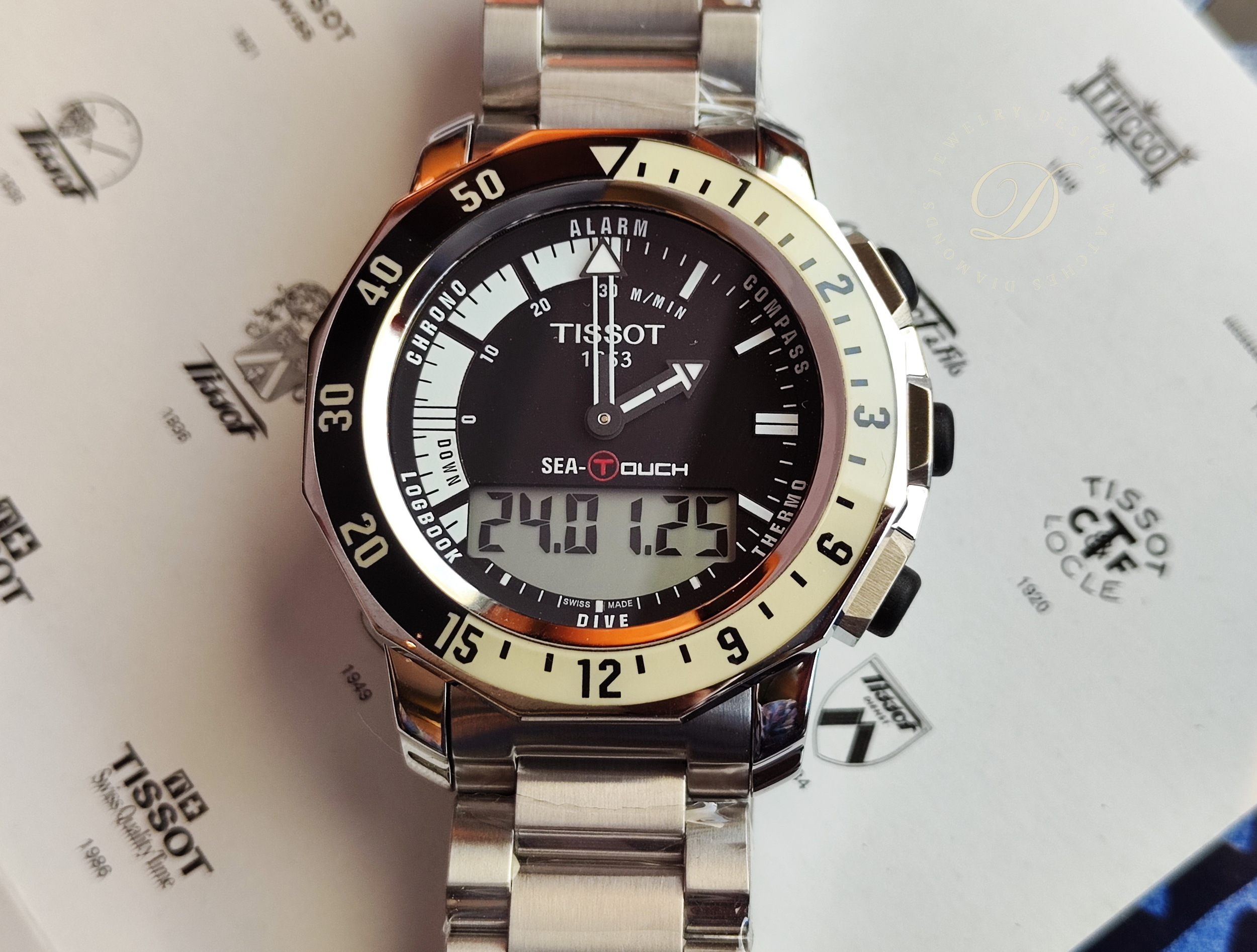 天梭 TISSOT 全新 SEA-TOUCH 大錶徑44mm 多功能觸控面盤~原廠盒單 未使用品