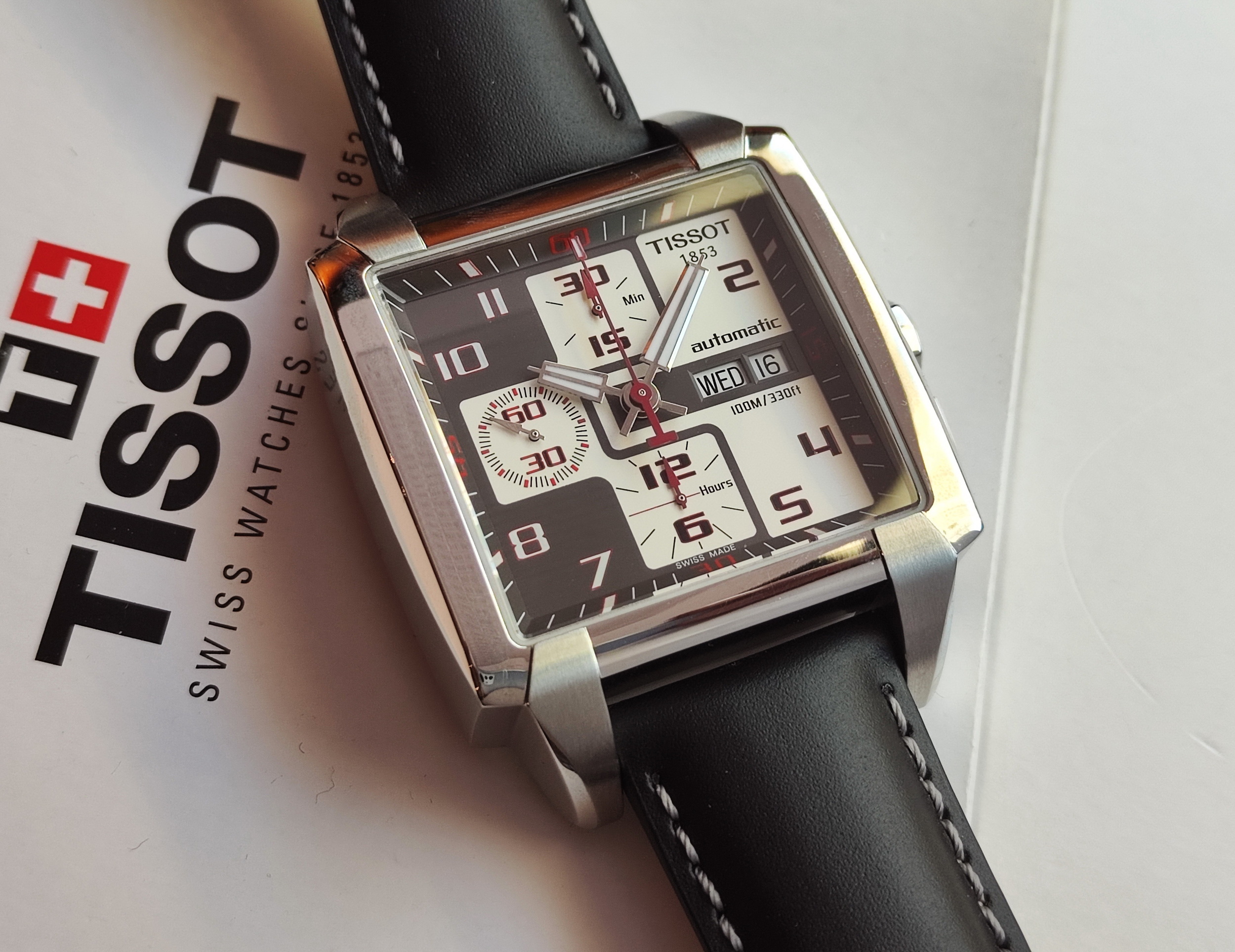 天梭 TISSOT 全新 Quadrato幾何系列 大錶徑41mm 自動上鍊 計時功能~原廠盒單 未使用品 3
