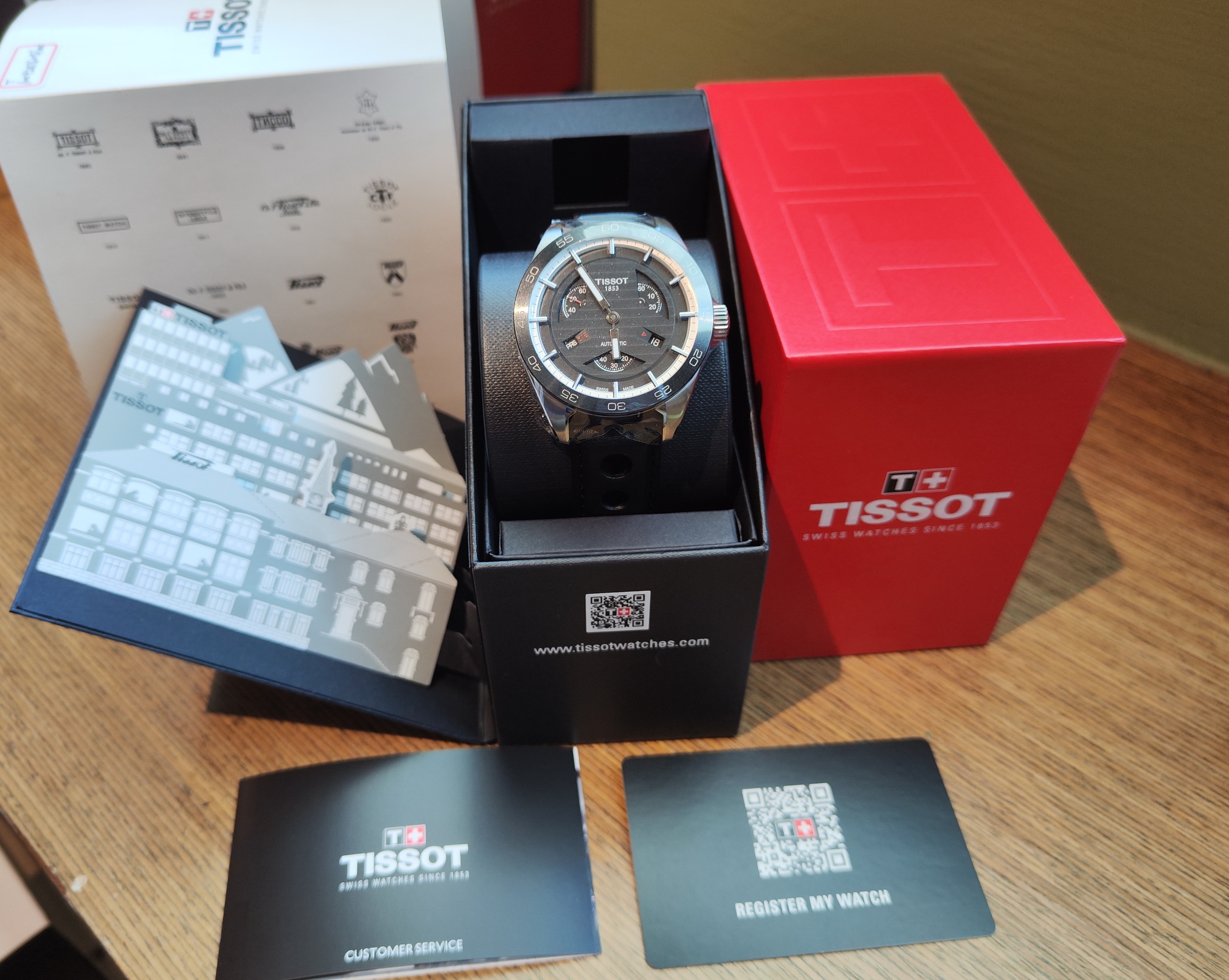 天梭 TISSOT 全新 PRS 516 大錶徑42mm 自動上鍊 黑色面盤~原廠盒單 未使用品 8
