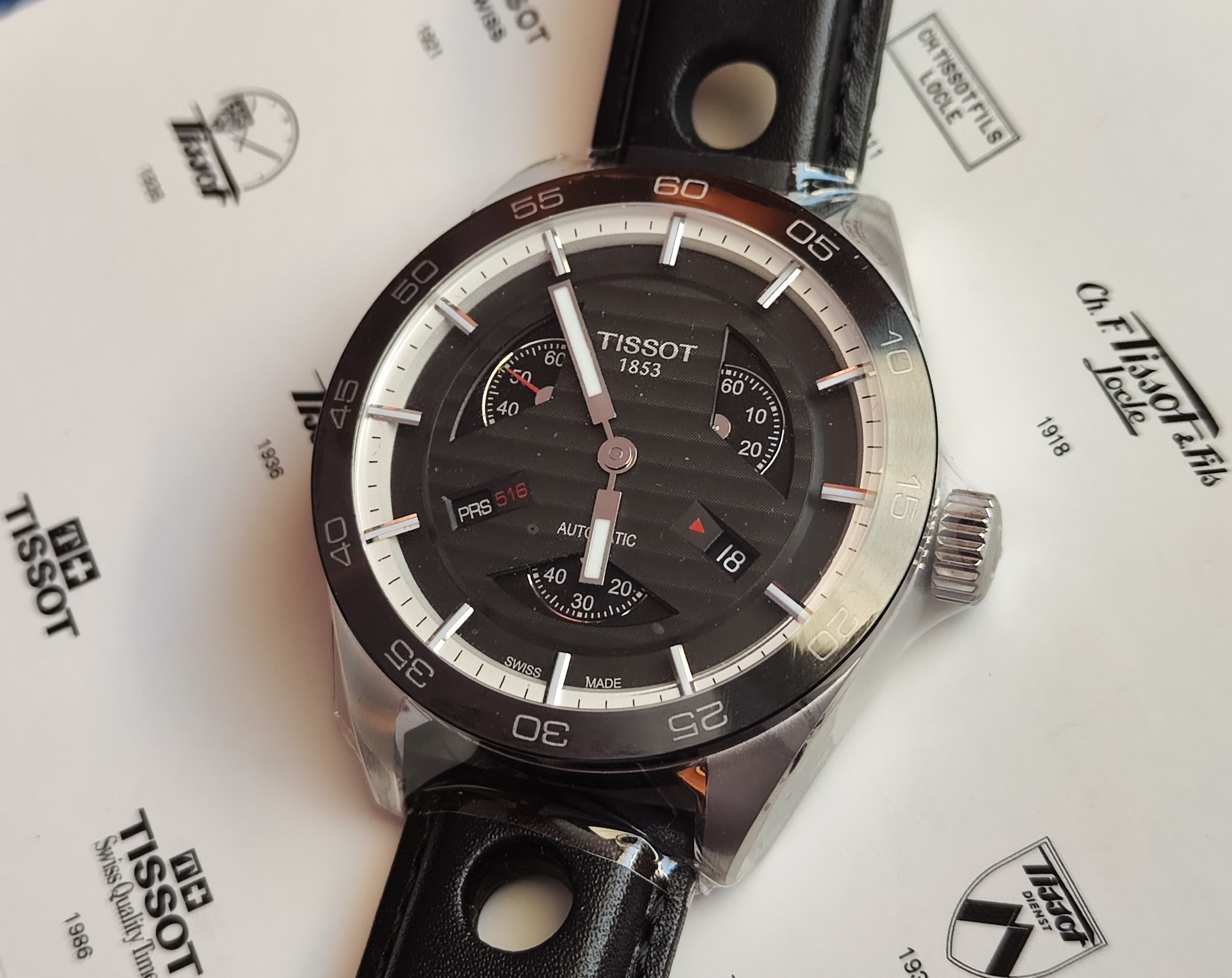 天梭 TISSOT 全新 PRS 516 大錶徑42mm 自動上鍊 黑色面盤~原廠盒單 未使用品 3