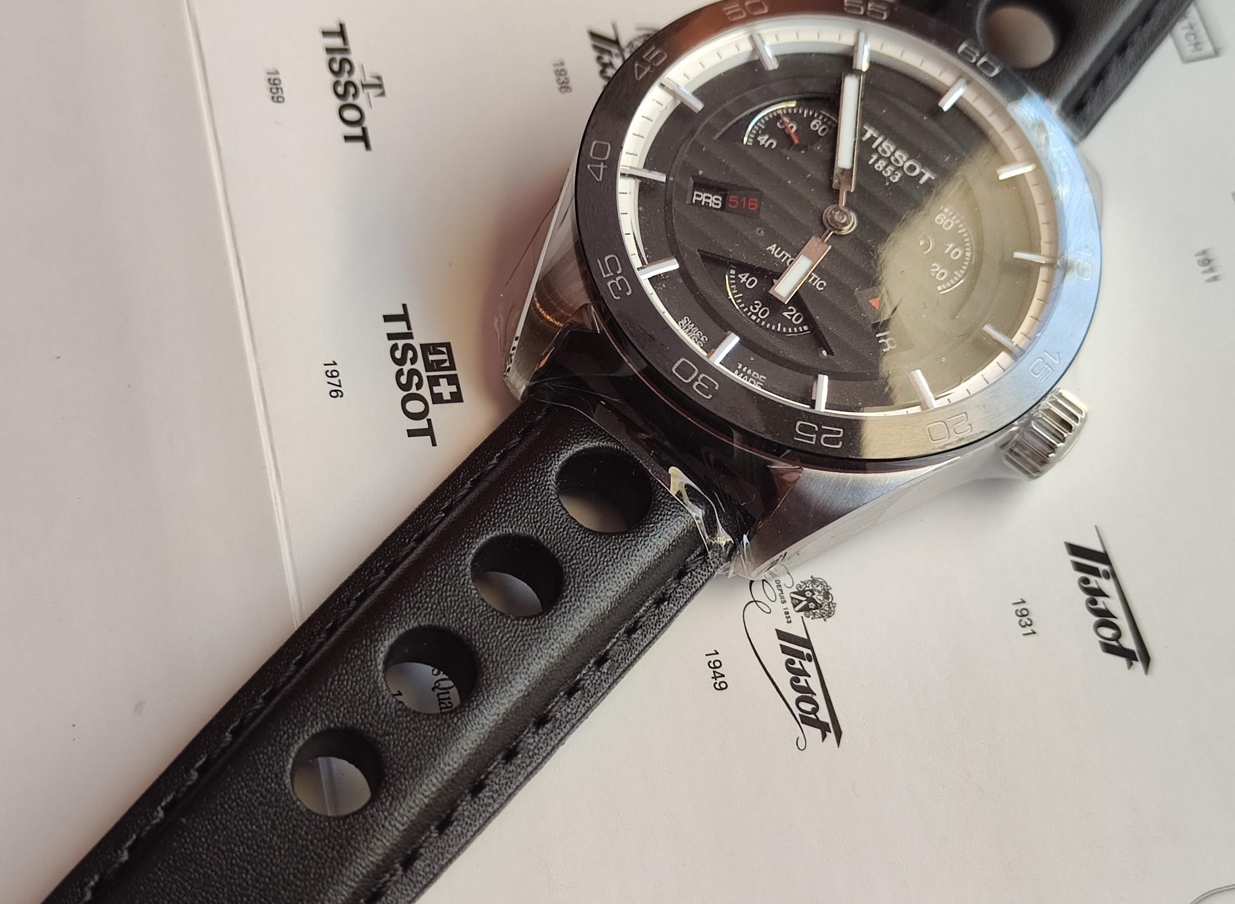 天梭 TISSOT 全新 PRS 516 大錶徑42mm 自動上鍊 黑色面盤~原廠盒單 未使用品 6