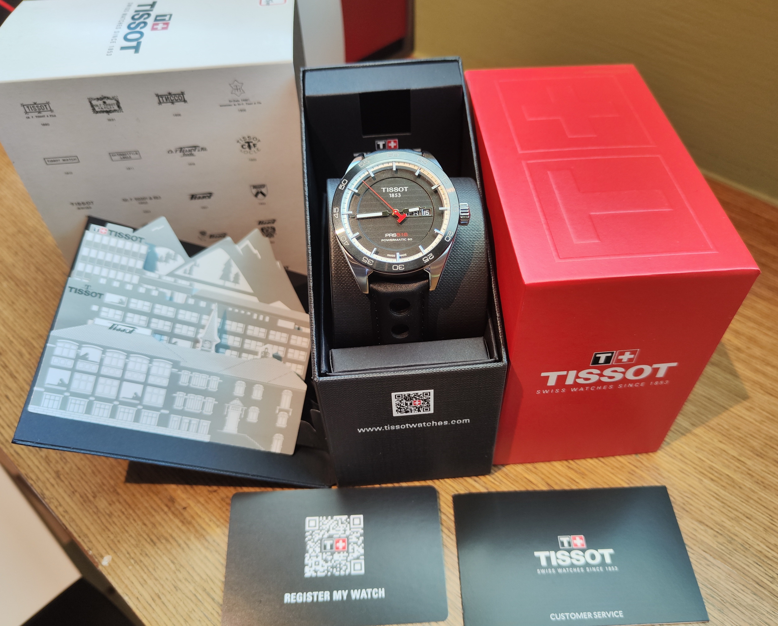 天梭 TISSOT 全新 PRS 516 大錶徑42mm 自動上鍊 黑色陶瓷錶圈 大三針~原廠盒單 未使用品 8