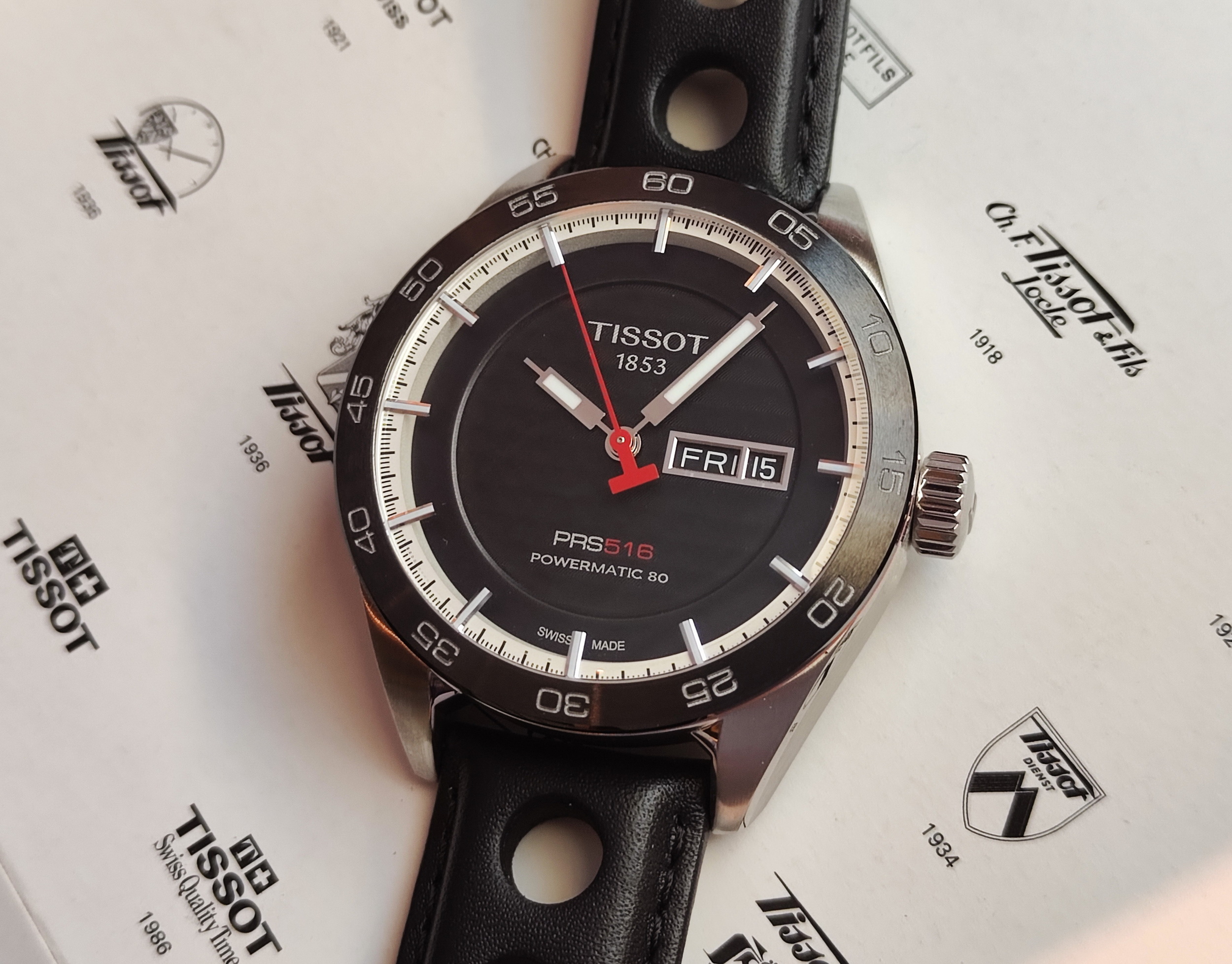 天梭 TISSOT 全新 PRS 516 大錶徑42mm 自動上鍊 黑色陶瓷錶圈 大三針~原廠盒單 未使用品 3