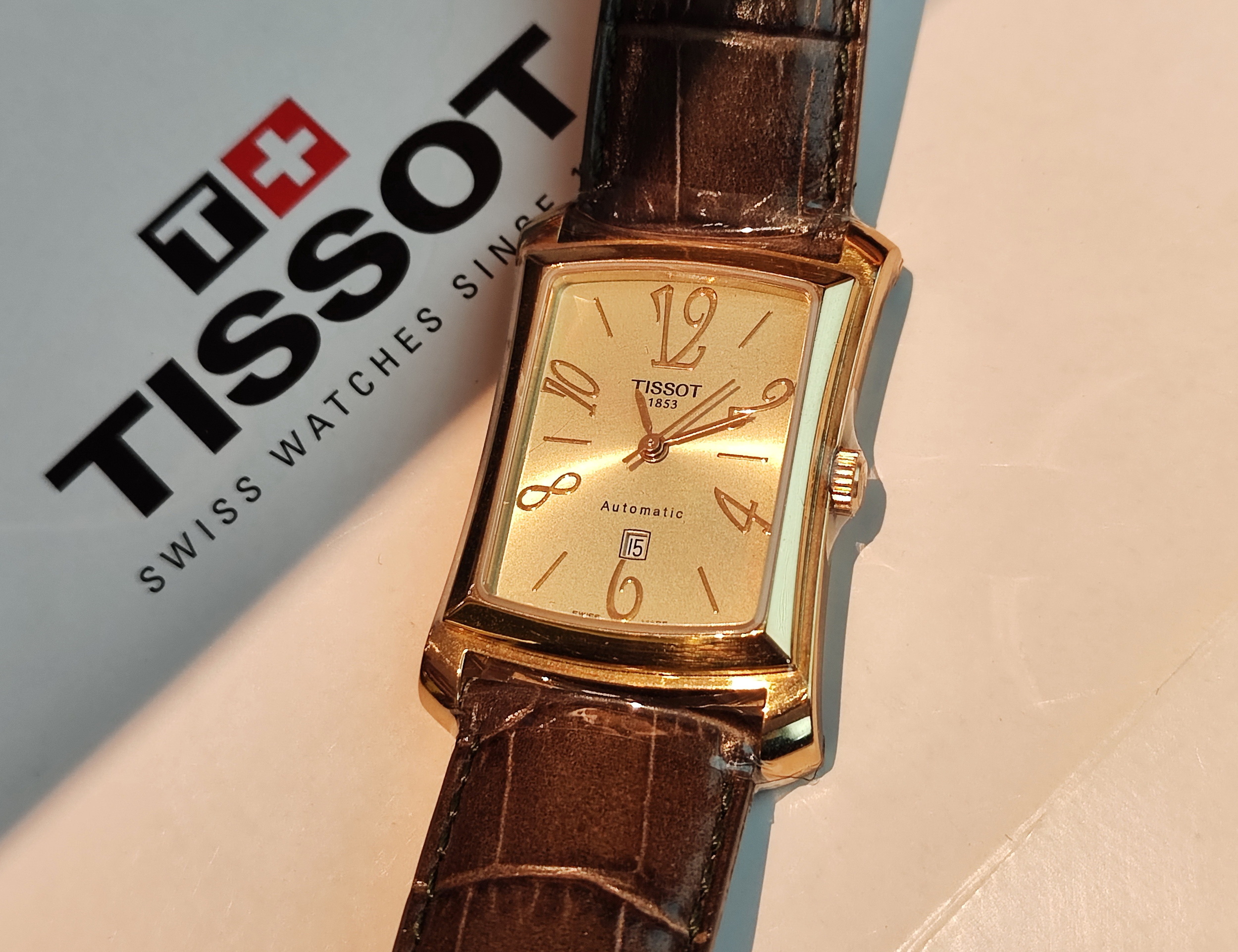 天梭 TISSOT 全新 18K黃金 自動上鍊 機械錶 大型錶徑~原廠盒單 未使用品 2