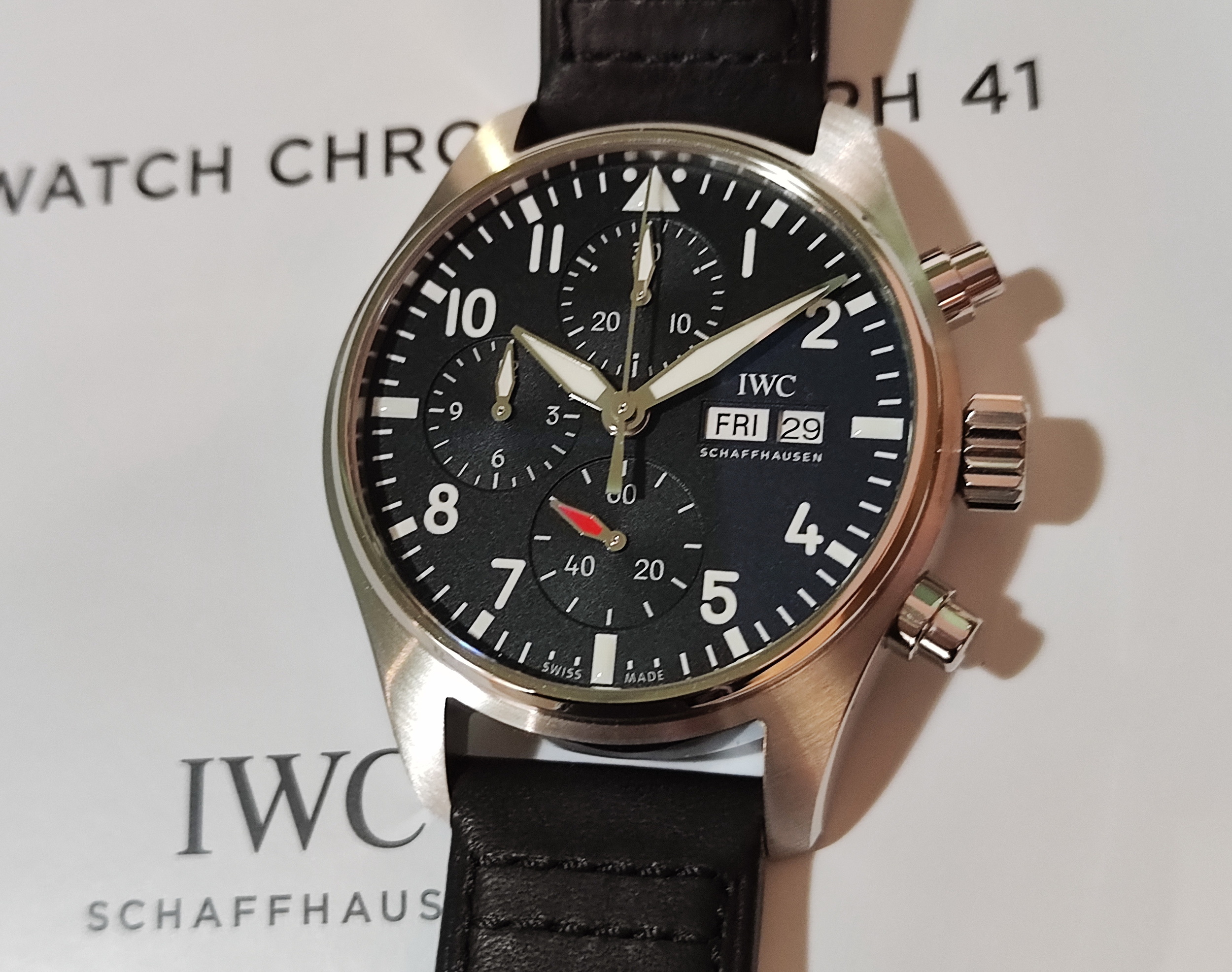 萬國 IWC 全新 飛行員系列 黑色面盤 大錶徑41mm 自動上鍊 計時功能~原廠盒單 2025AD 2