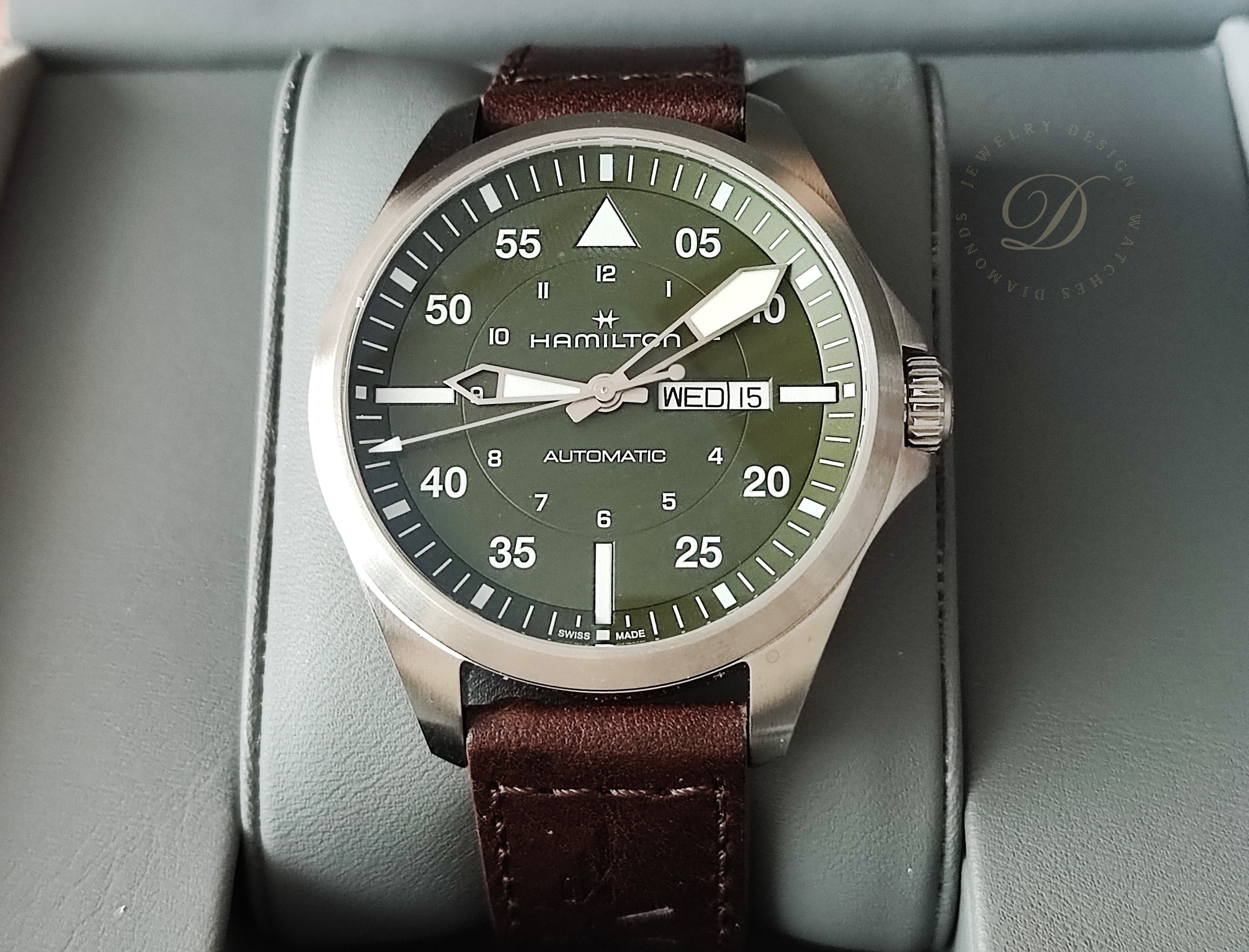 漢米爾頓 全新 卡其航空 大錶徑42mm 橄欖綠色面盤 自動上鍊~原廠盒單 2025AD