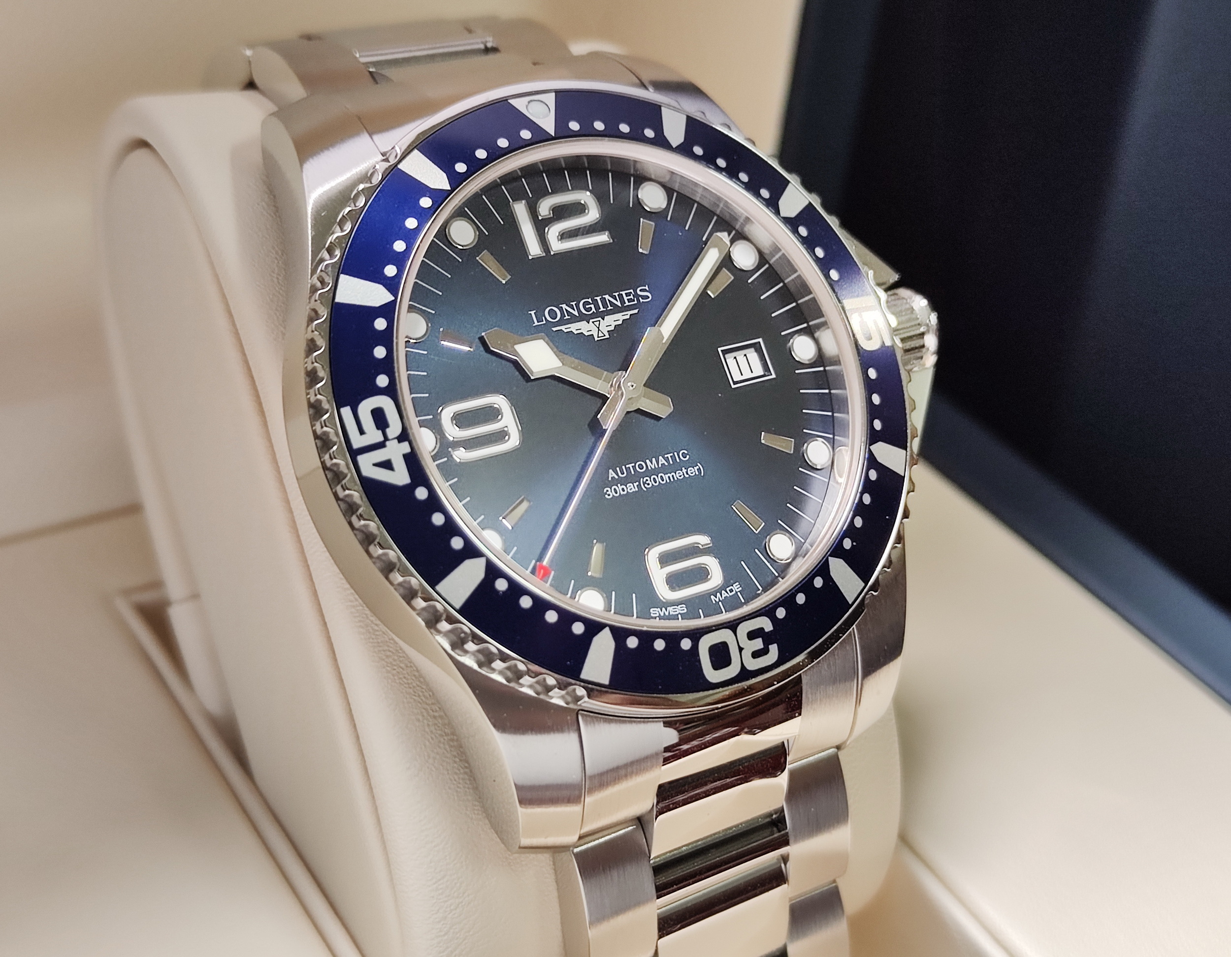 浪琴 深海征服者 大錶徑44mm 藍色鋁圈 藍色面盤 自動上鍊 浪鬼 水鬼~原廠盒單 2025AD 3