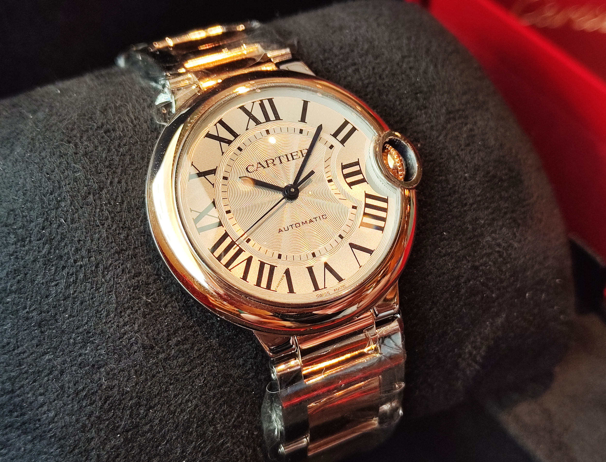 卡地亞 CARTIER 全新 半玫瑰金 藍氣球 錶徑36mm 自動上鍊 羅馬數字~原廠盒單 2025 3