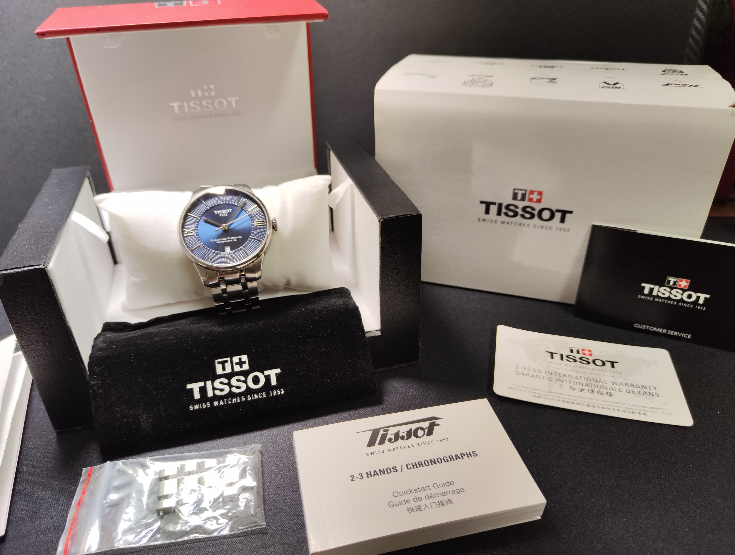 TISSOT 天梭 TOURELLES 杜魯爾系列 藍色面盤 大錶徑42mm 自動上鍊  原廠鋼帶~原廠盒單 2020AD 8