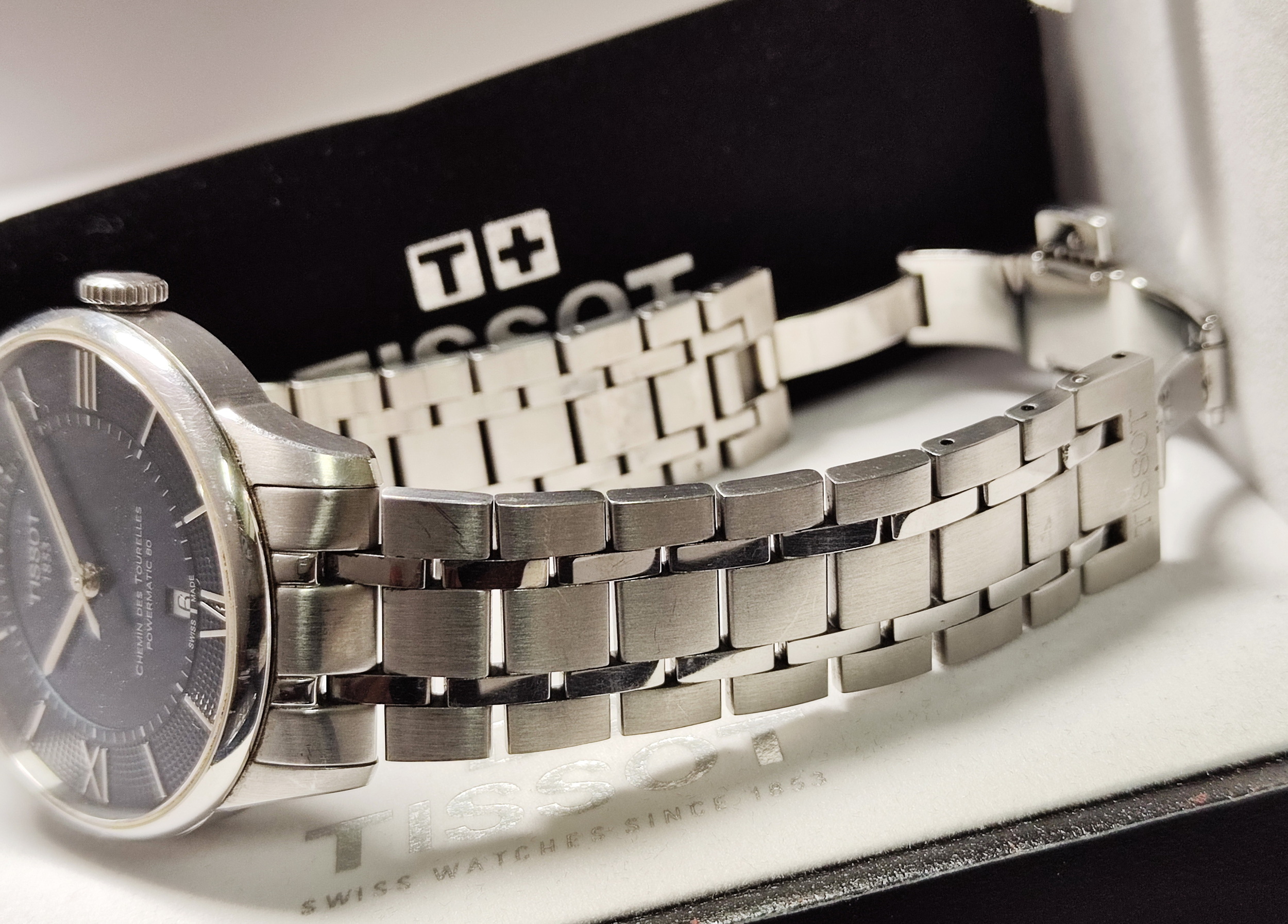 TISSOT 天梭 TOURELLES 杜魯爾系列 藍色面盤 大錶徑42mm 自動上鍊  原廠鋼帶~原廠盒單 2020AD 6