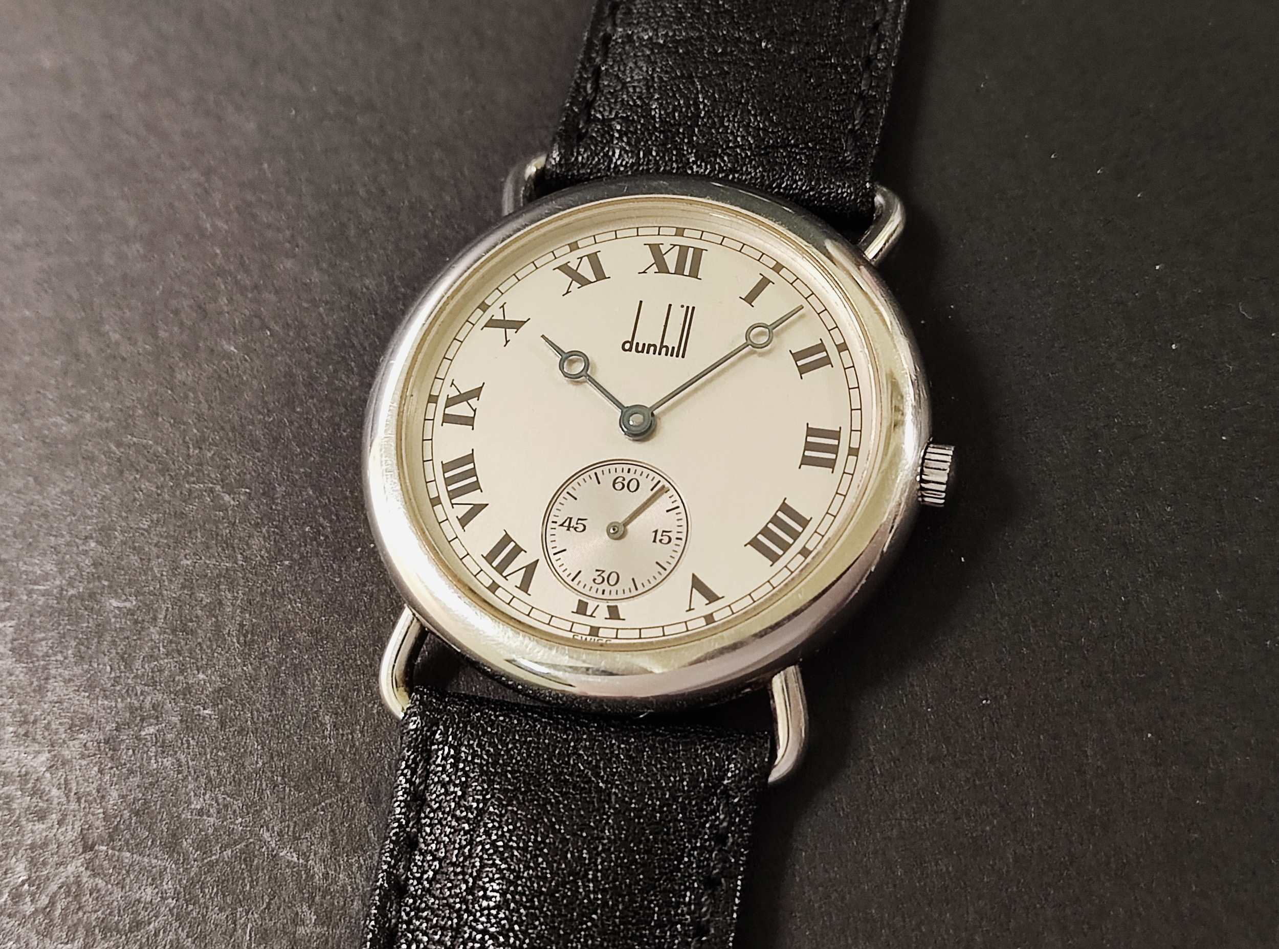 登喜路 DUNHILL 經典機械腕錶 羅馬數字 錶徑33mm 手動上鍊~原廠盒單 珍藏釋出