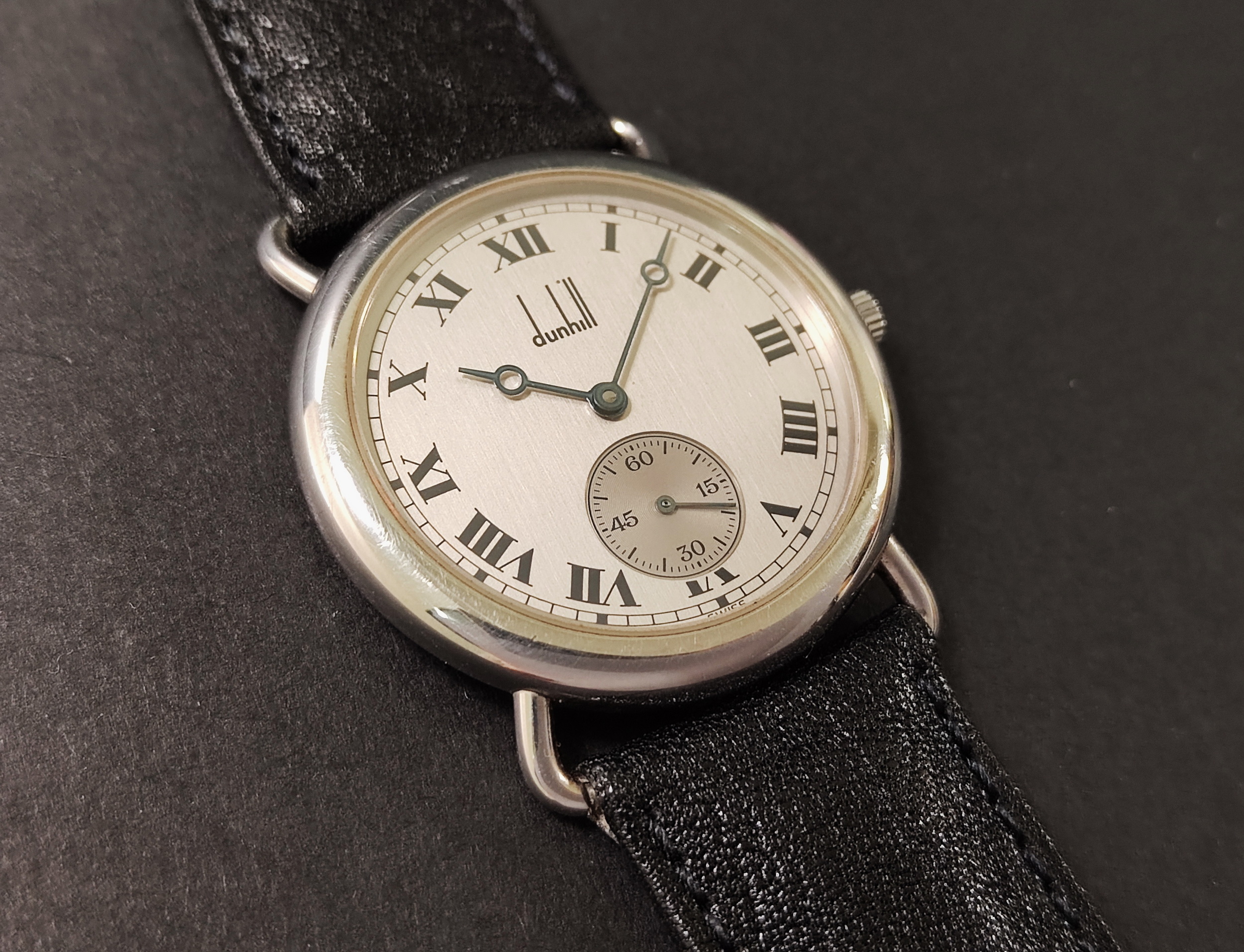 登喜路 DUNHILL 經典機械腕錶 羅馬數字 錶徑33mm 手動上鍊~原廠盒單 珍藏釋出 3