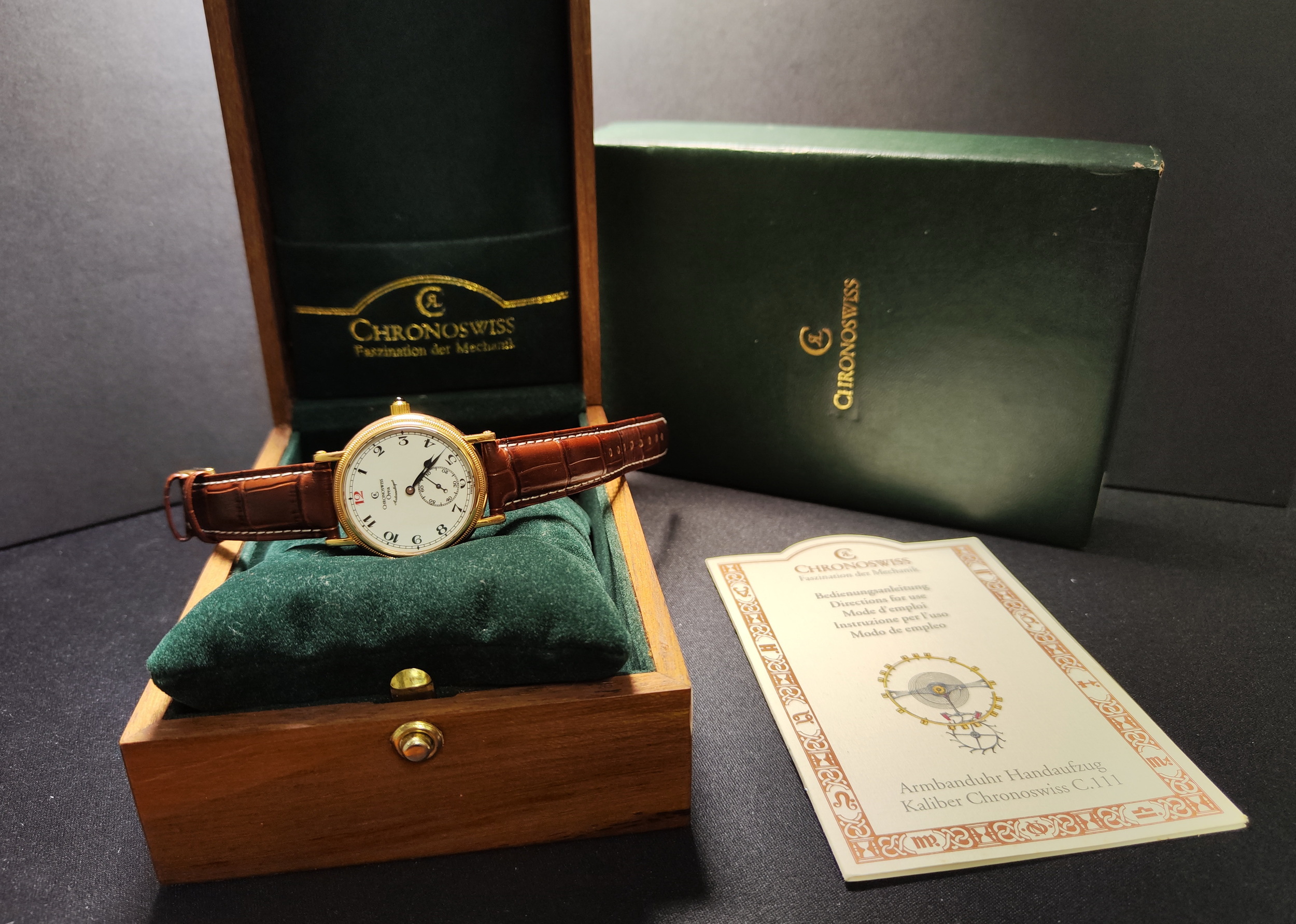 瑞寶 CHRONOSWISS 玫瑰金 紅12 琺瑯面盤 錶徑36.5mm 自動上鍊 CH1261R~原廠盒單 2