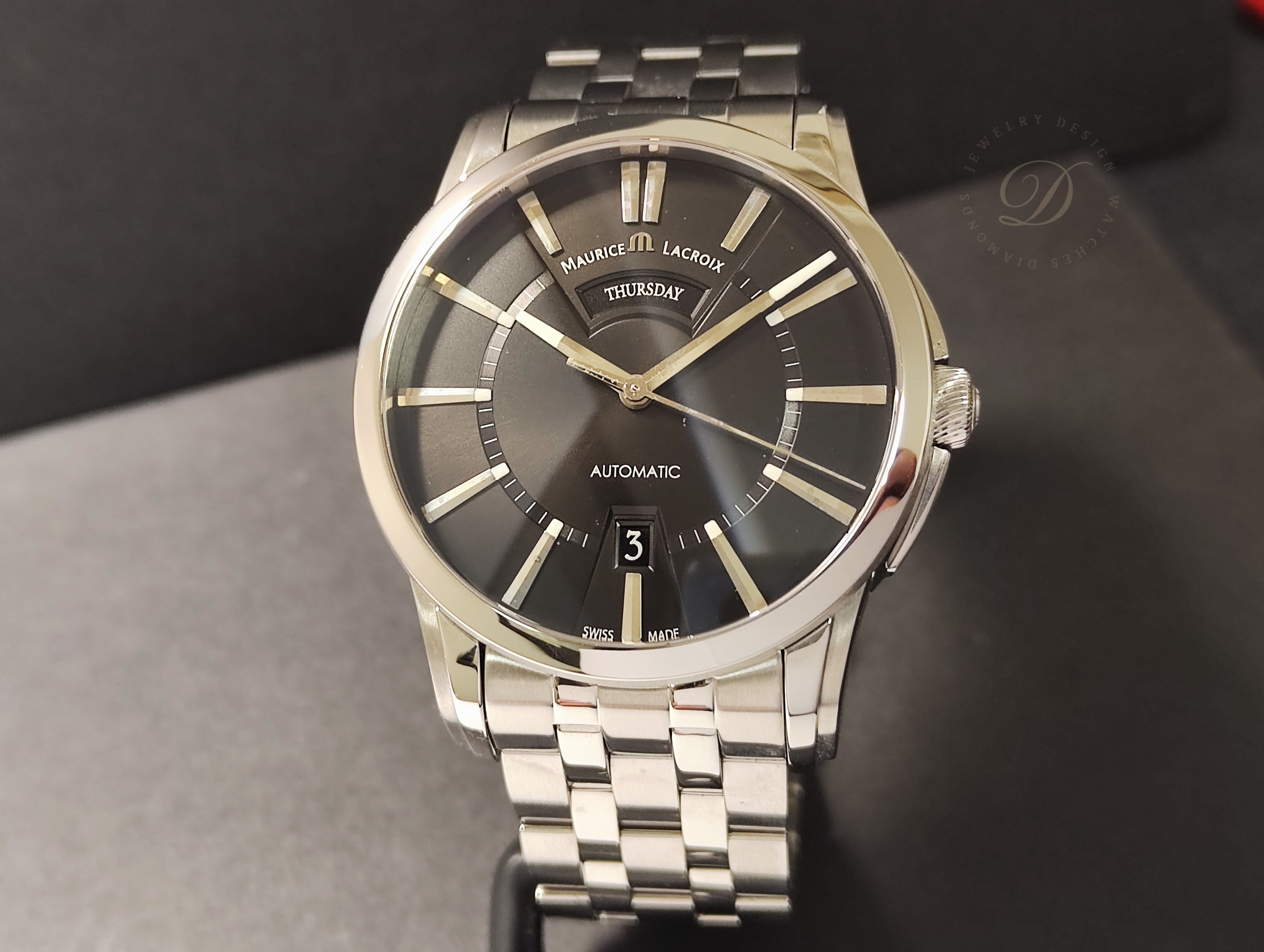 艾美 奔濤系列 黑色面盤 錶徑40mm 自動上鍊 原廠鋼帶 PT6158~原廠盒裝 3