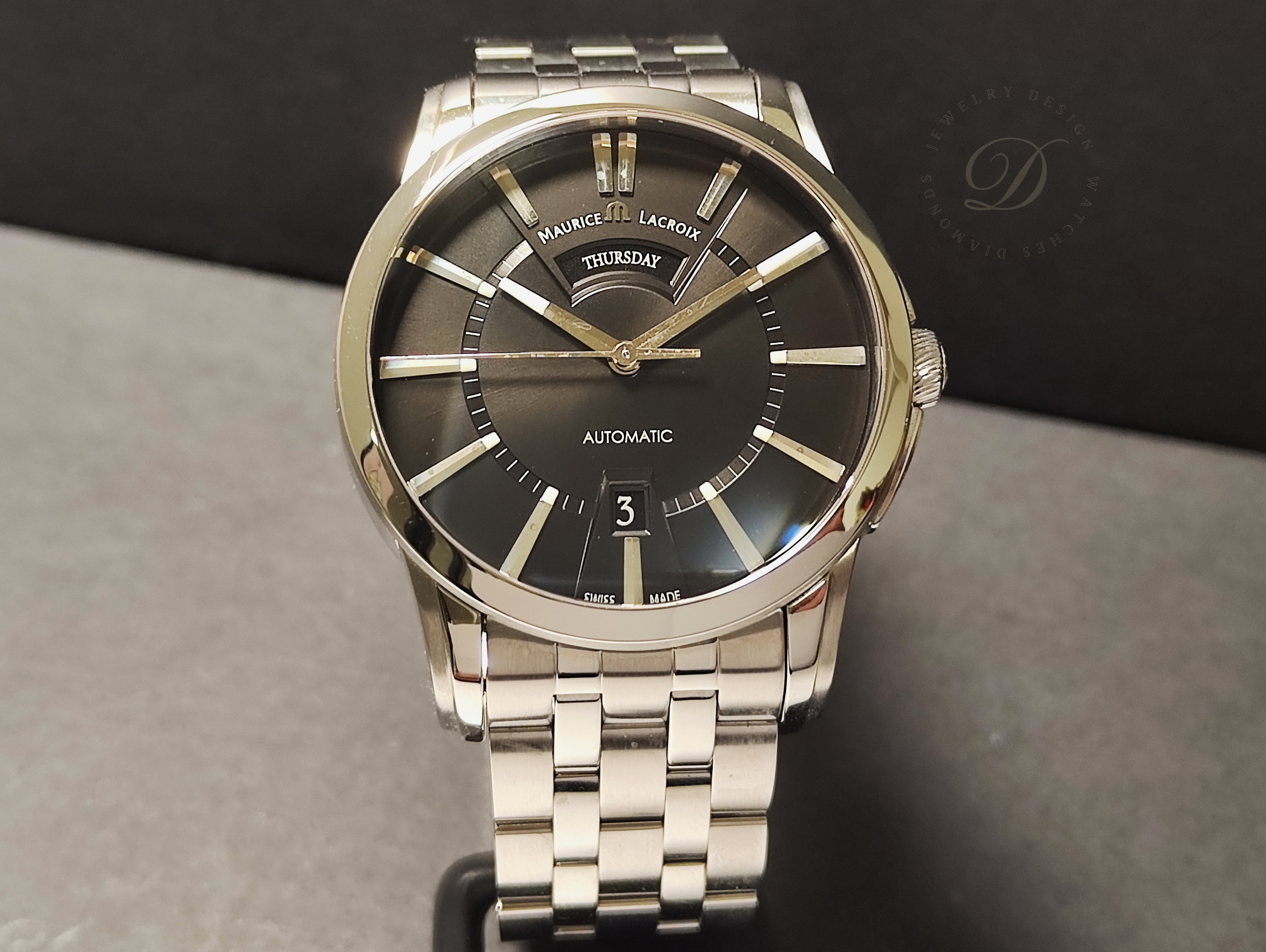 艾美 奔濤系列 黑色面盤 錶徑40mm 自動上鍊 原廠鋼帶 PT6158~原廠盒裝