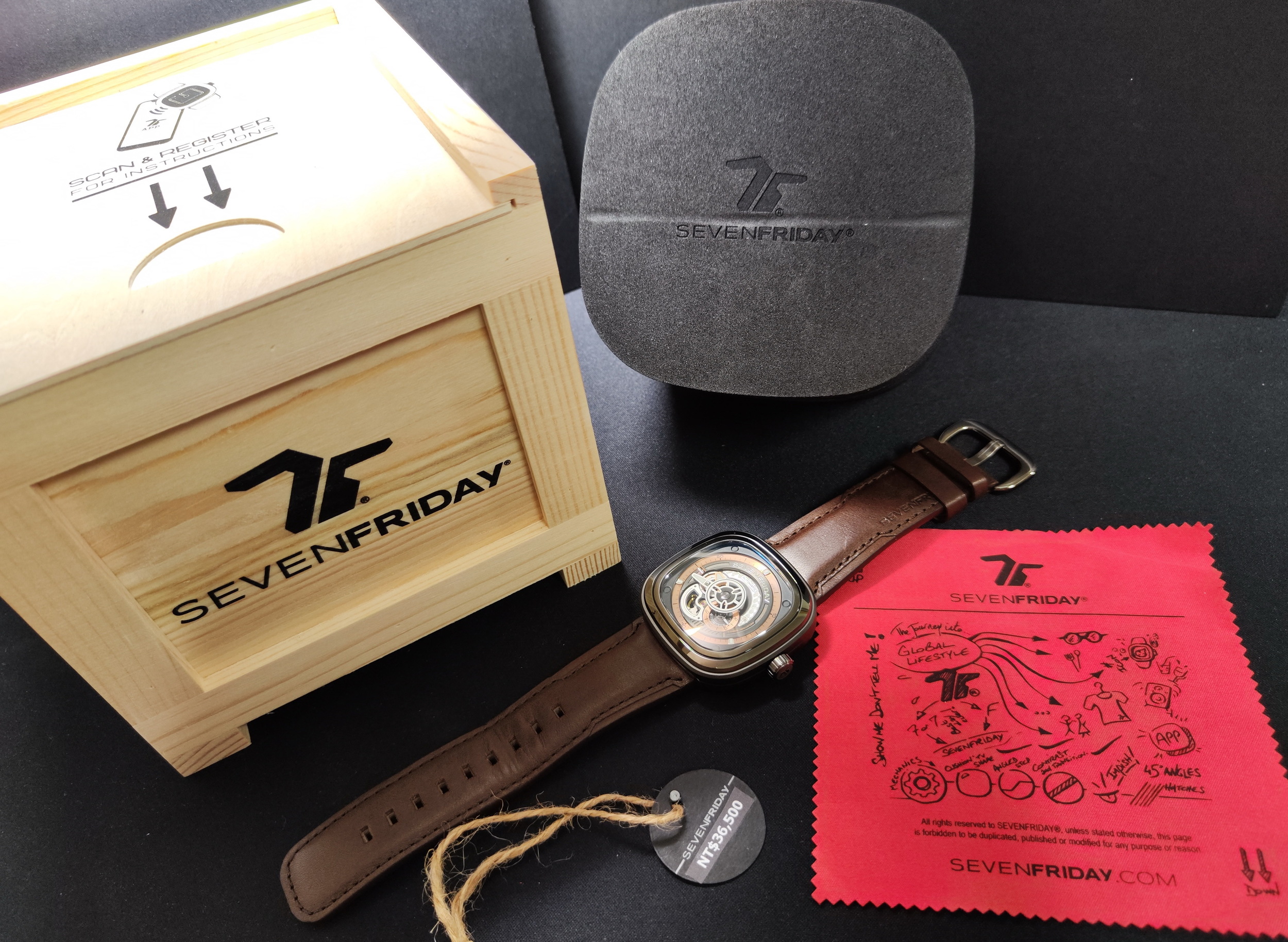 SEVENFRIDAY 全新 P2C/01 咖啡色 鏤空面盤~原廠盒單 2025AD 6