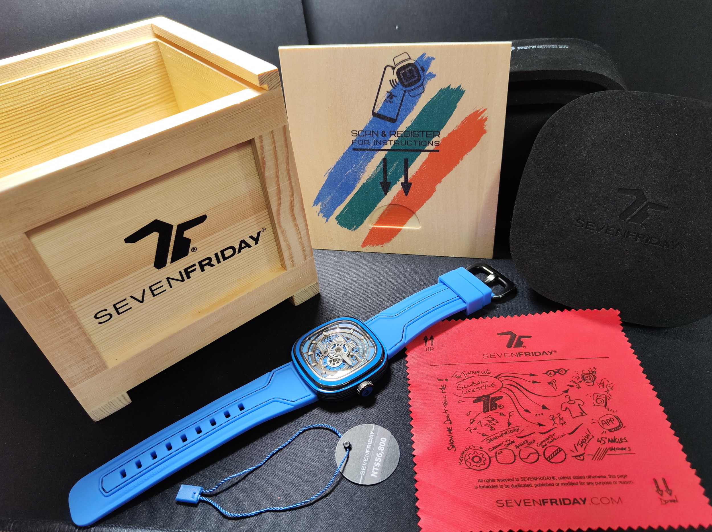 SEVENFRIDAY 全新 PS3/04 藍色碳纖維 大錶徑47mm 自動上鍊 多層次工業風~原廠盒單 2025AD 9