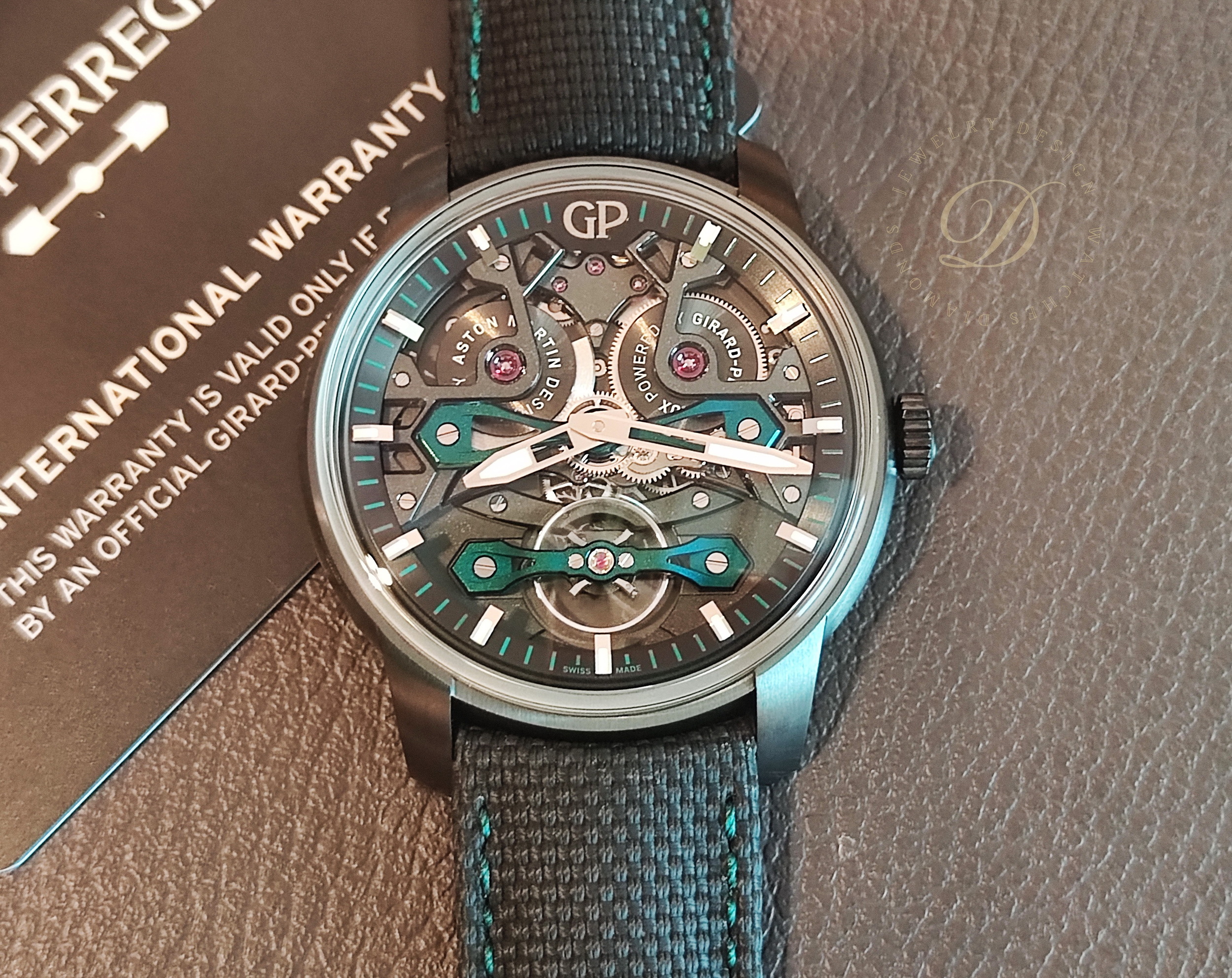 芝柏 GP 全新 Aston Martin 雙飛橋 聯名款 鈦金屬 大錶徑45mm 自動上鍊 鏤空面盤 全球限量~原廠盒單 金橋系列