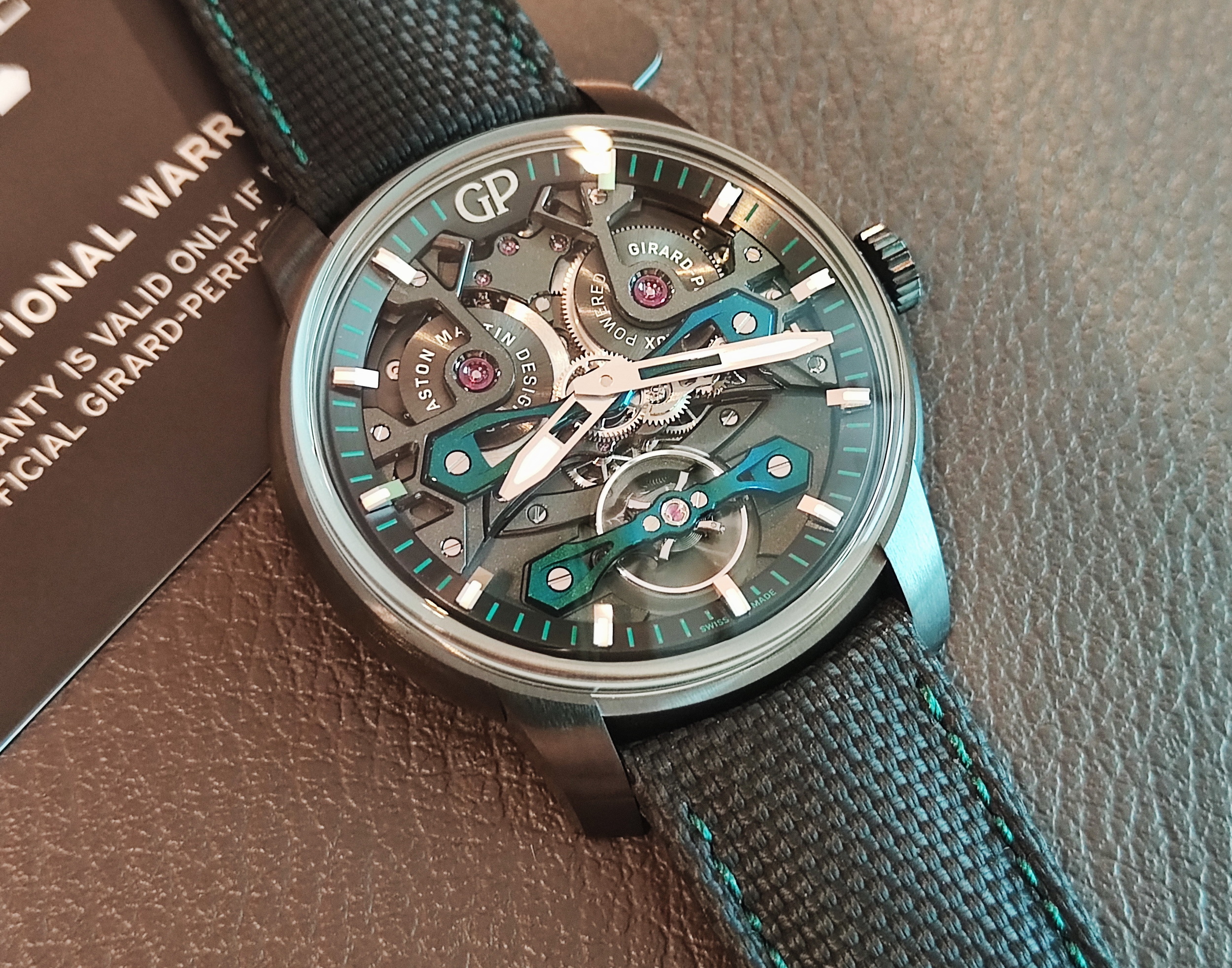 芝柏 GP 全新 Aston Martin 雙飛橋 聯名款 鈦金屬 大錶徑45mm 自動上鍊 鏤空面盤 全球限量~原廠盒單 金橋系列 3