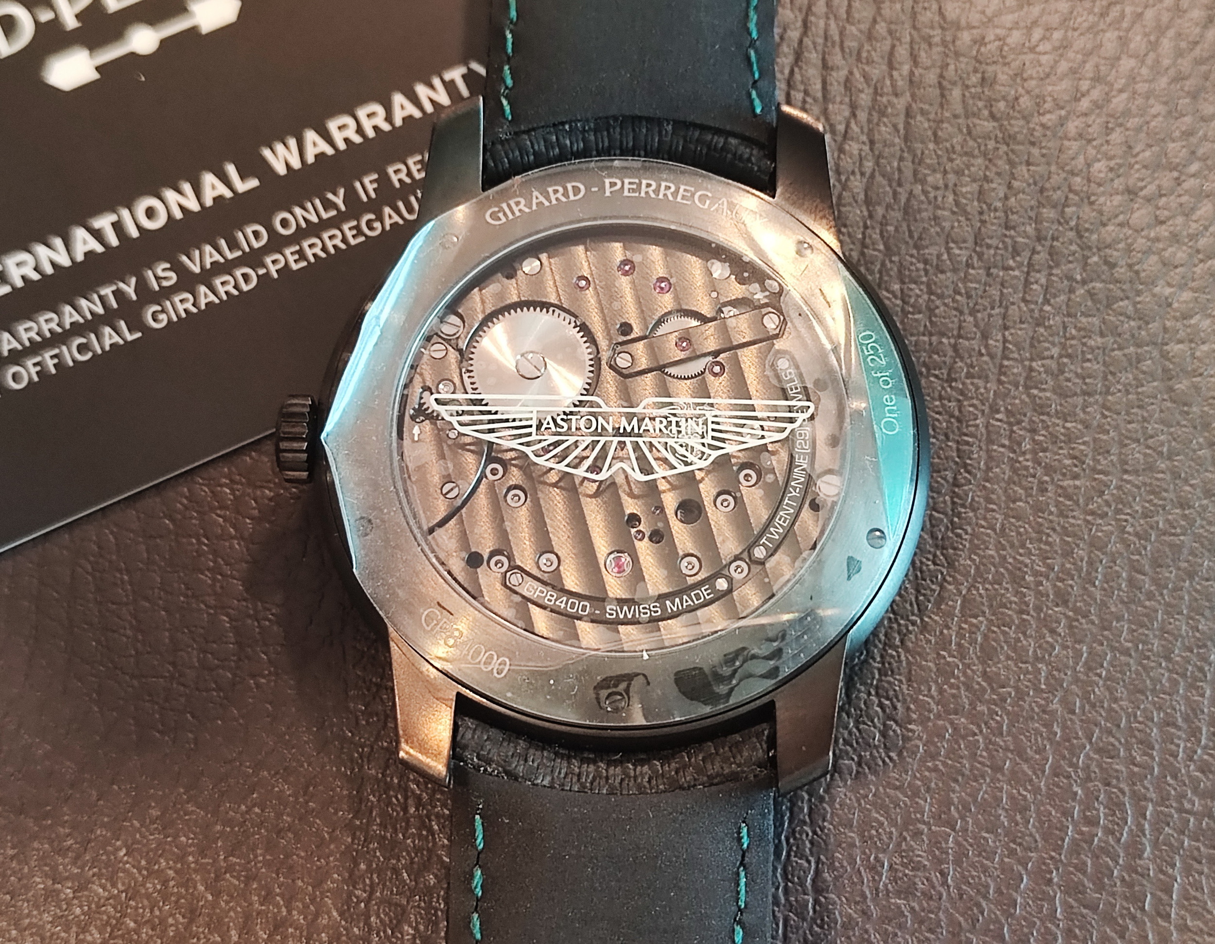 芝柏 GP 全新 Aston Martin 雙飛橋 聯名款 鈦金屬 大錶徑45mm 自動上鍊 鏤空面盤 全球限量~原廠盒單 金橋系列 5