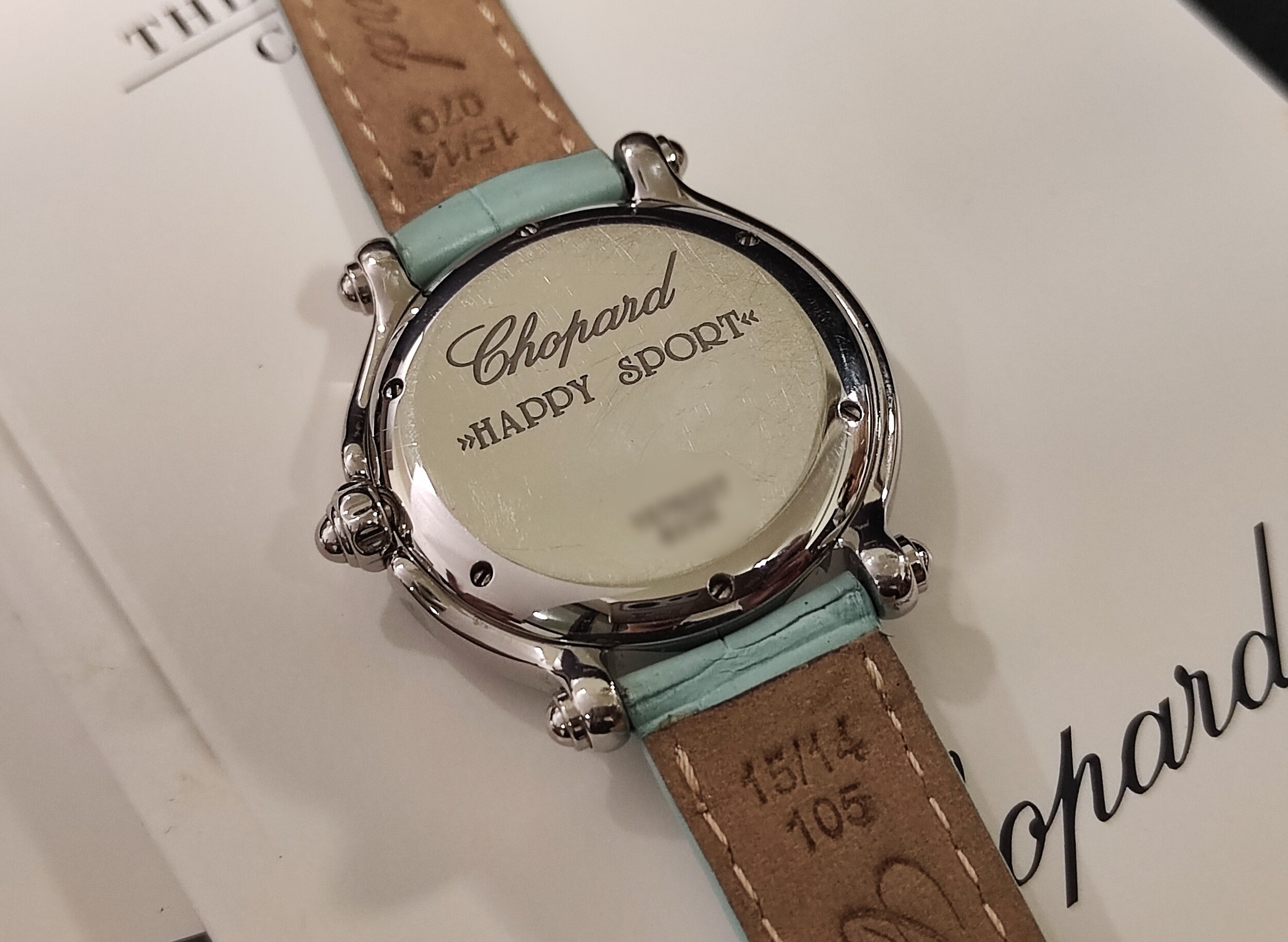 蕭邦 CHOPARD 快樂魚 粉綠面盤 錶徑32mm 石英機芯 紅/藍/黃三寶石魚 快樂鑽~原廠盒單 5