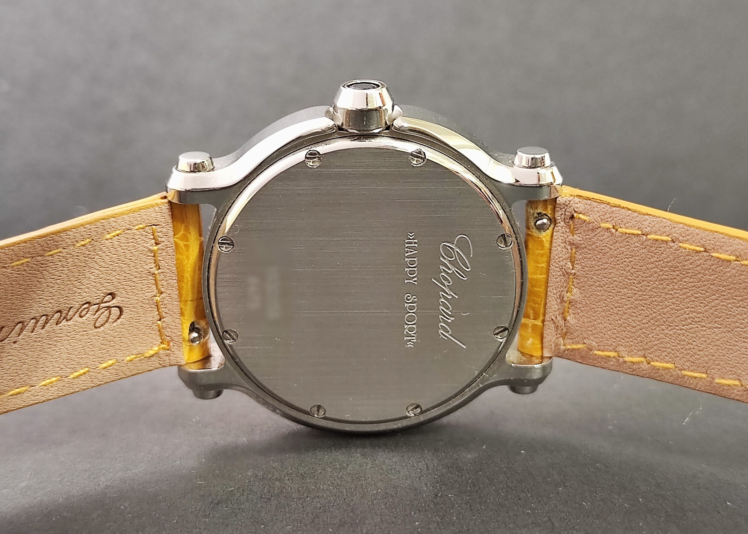 蕭邦 CHOPARD 快樂鑽 白色珍珠母貝面盤 錶徑36mm 石英機芯 原鑲7顆跑鑽~原廠盒單 國內AD 5