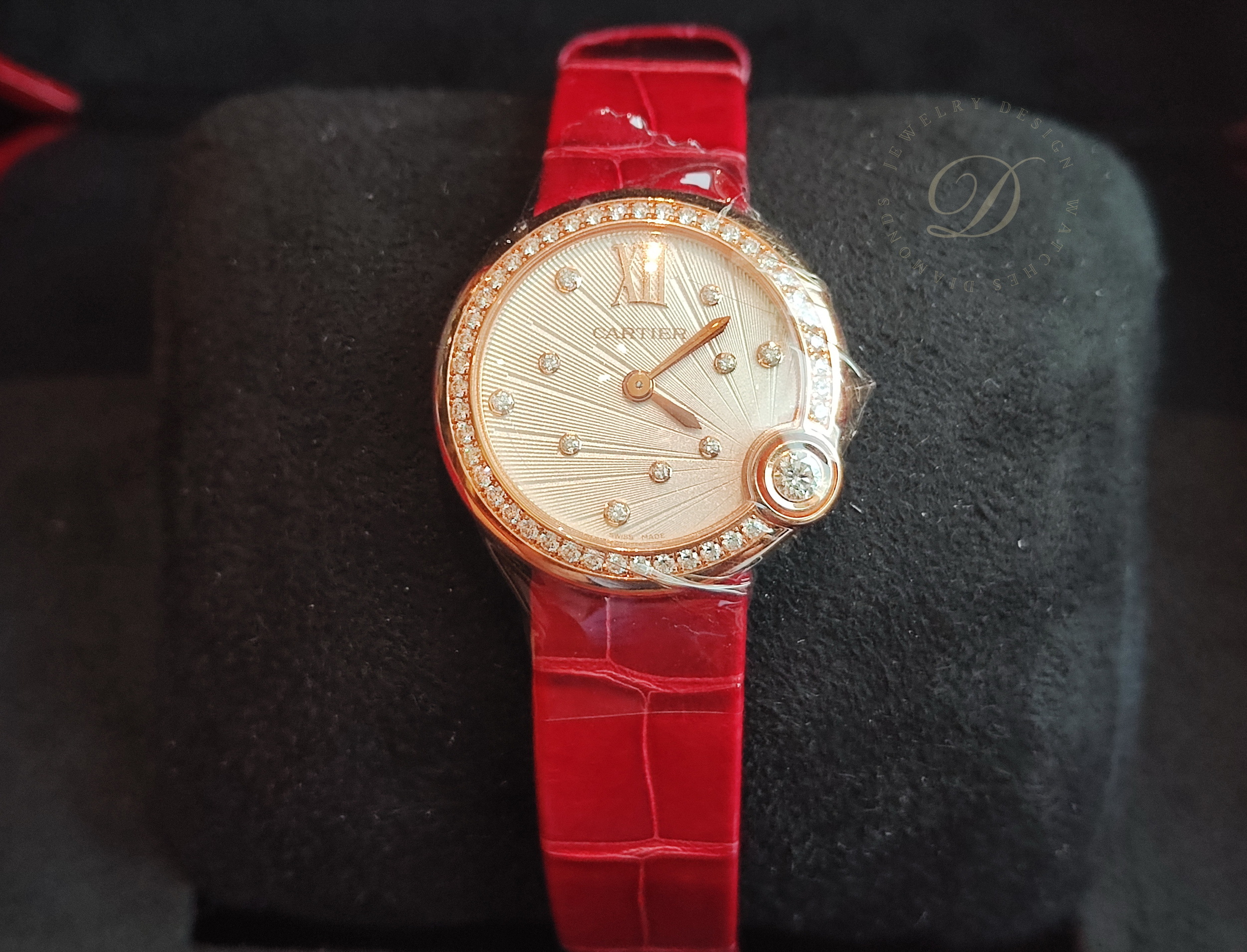 卡地亞 CARTIER 近新 玫瑰金 原鑲鑽錶 錶徑30mm 原裝石英機芯 白氣球~原廠盒單 2023