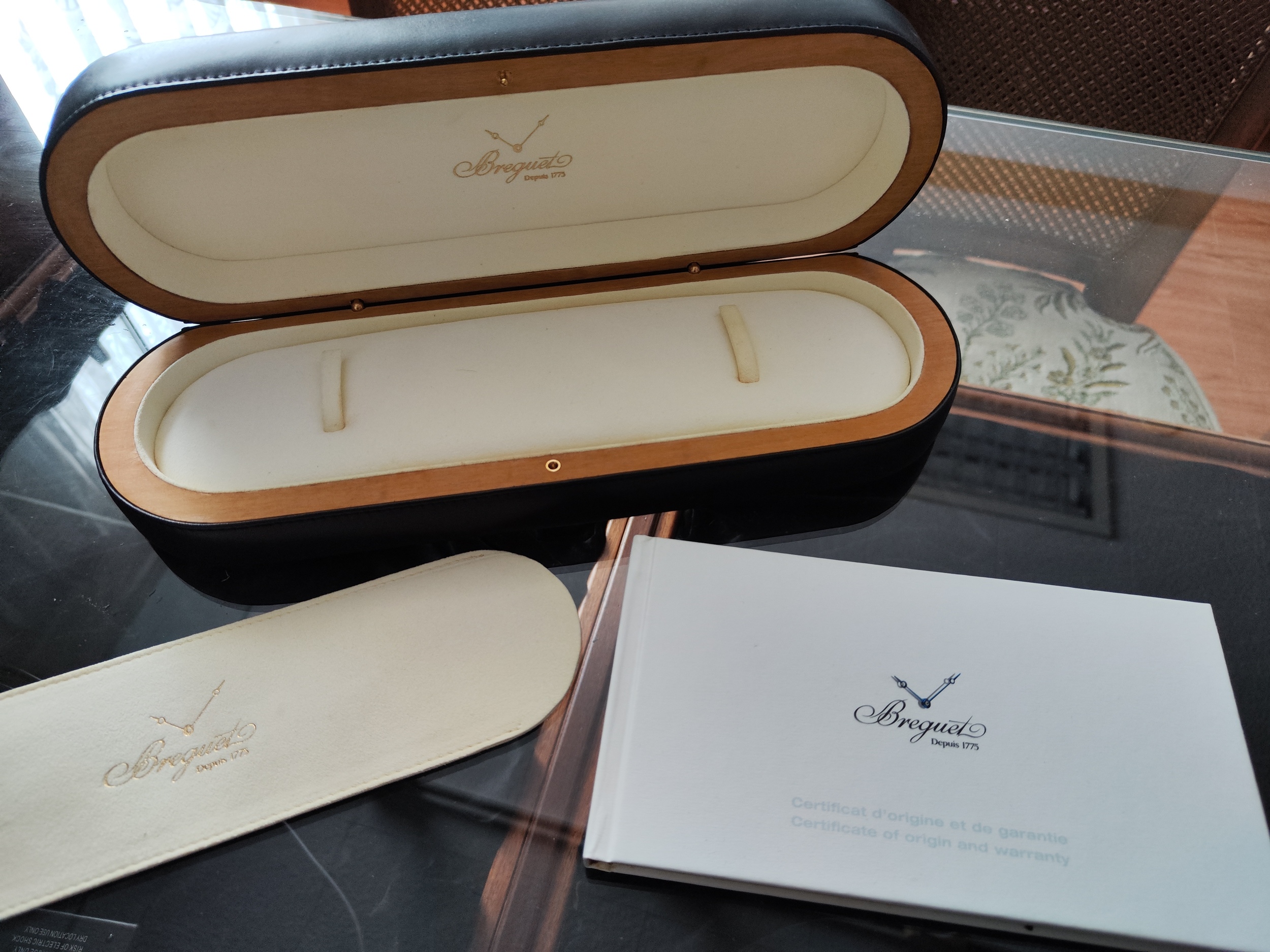 BREGUET 寶璣 5187BR 玫瑰金 雙針一線 自動上鍊 錶徑35.5mm 機刻雕花面盤~原廠盒單 9