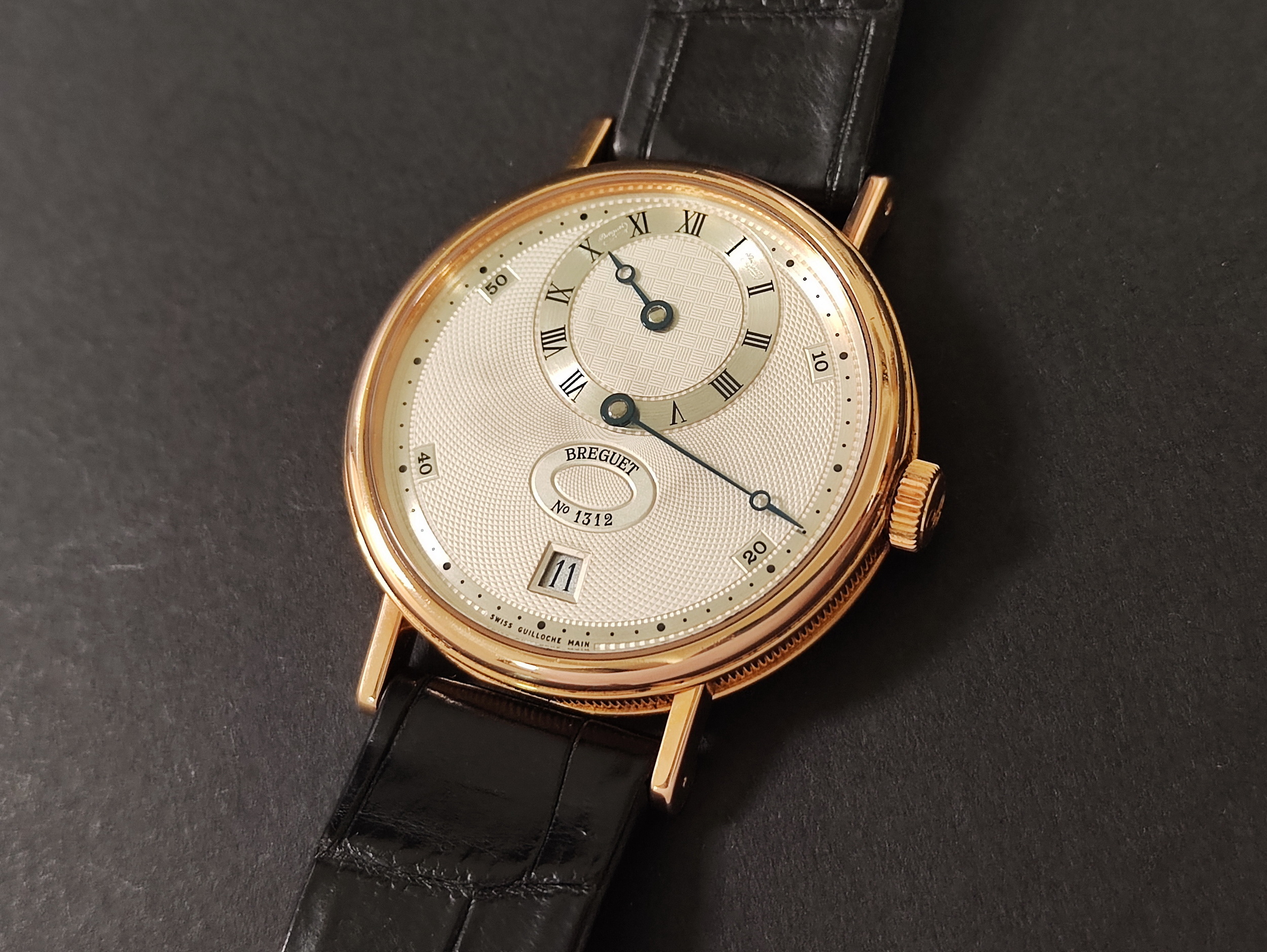 BREGUET 寶璣 5187BR 玫瑰金 雙針一線 自動上鍊 錶徑35.5mm 機刻雕花面盤~原廠盒單 2