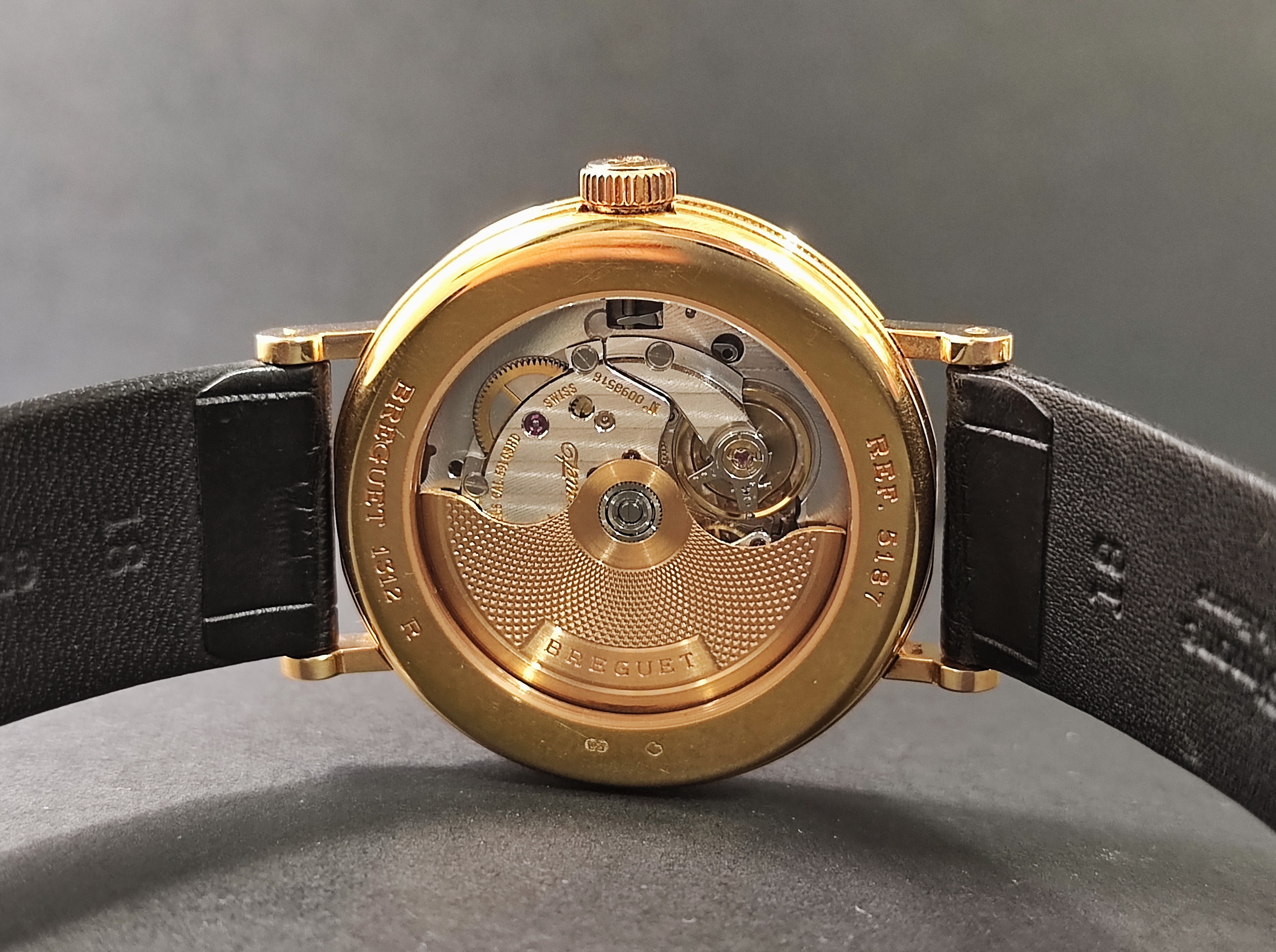 BREGUET 寶璣 5187BR 玫瑰金 雙針一線 自動上鍊 錶徑35.5mm 機刻雕花面盤~原廠盒單 6