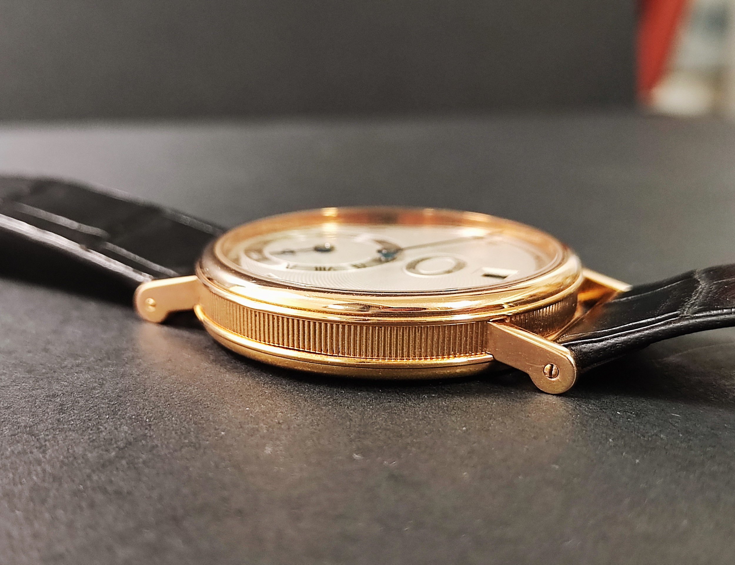 BREGUET 寶璣 5187BR 玫瑰金 雙針一線 自動上鍊 錶徑35.5mm 機刻雕花面盤~原廠盒單 7