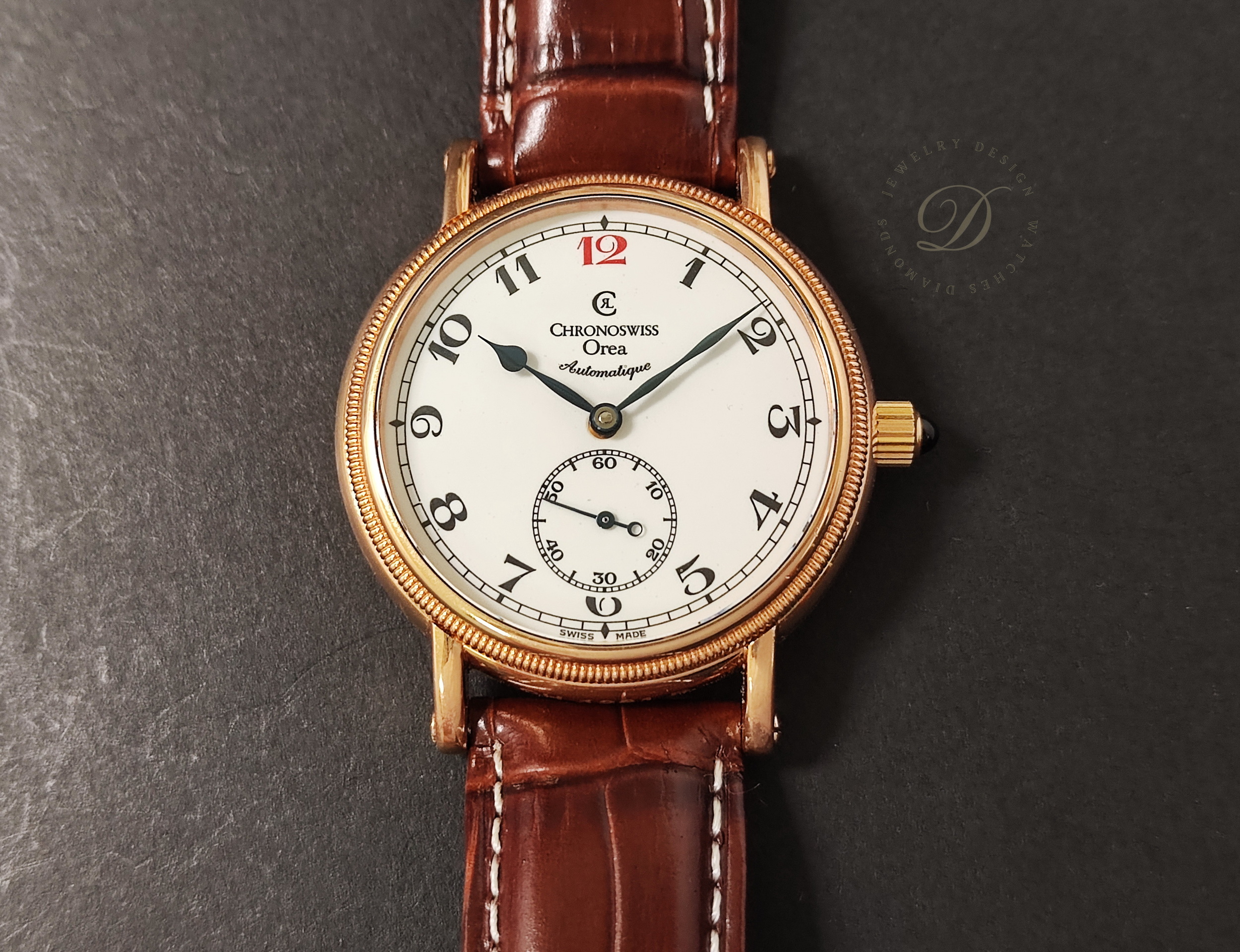 瑞寶 CHRONOSWISS 玫瑰金 紅12 琺瑯面盤 錶徑36.5mm 自動上鍊 CH1261R~原廠盒單