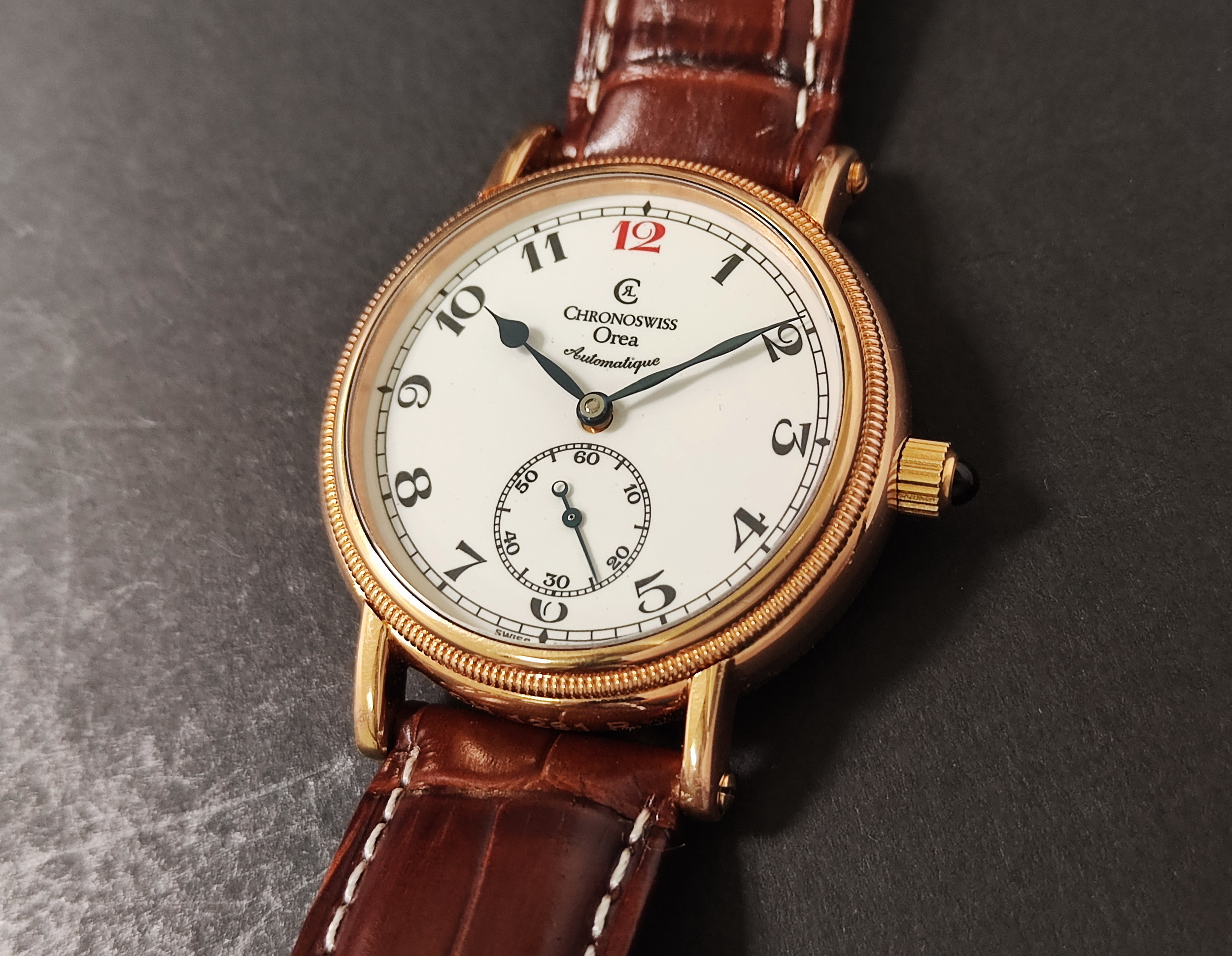 瑞寶 CHRONOSWISS 玫瑰金 紅12 琺瑯面盤 錶徑36.5mm 自動上鍊 CH1261R~原廠盒單 3