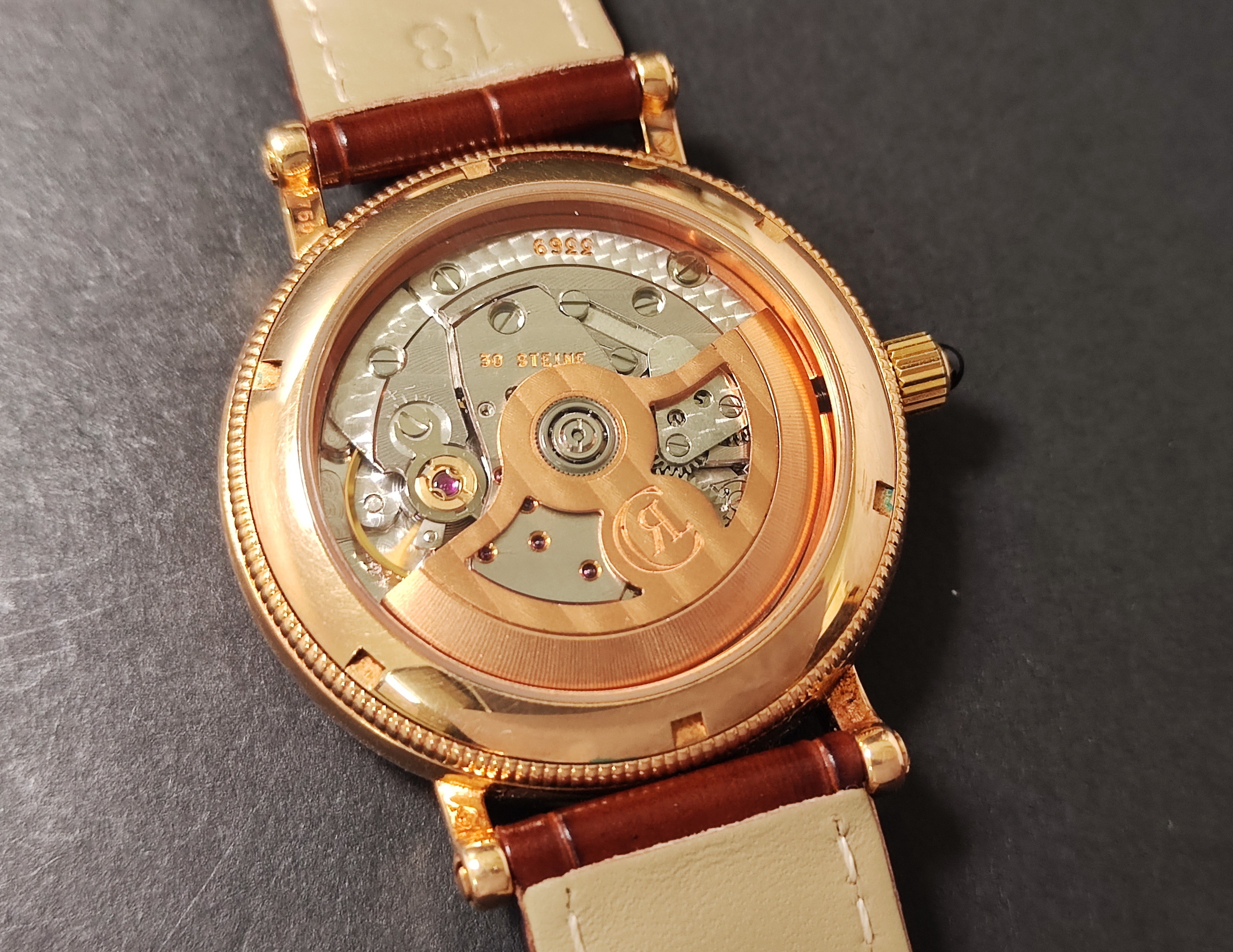 瑞寶 CHRONOSWISS 玫瑰金 紅12 琺瑯面盤 錶徑36.5mm 自動上鍊 CH1261R~原廠盒單 6