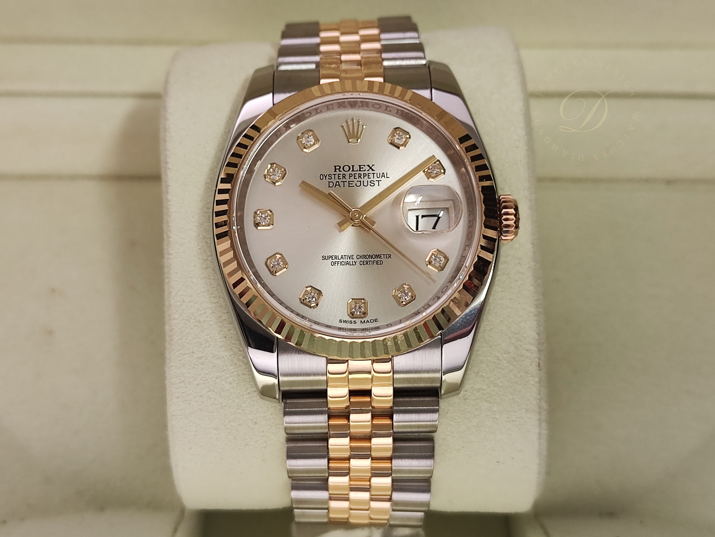 勞力士 116233 半金 datejust 鑲鑽刻度 錶徑36mm 銀白色面盤 自動上鍊 五株錶帶 ~原廠盒單 亂碼字頭