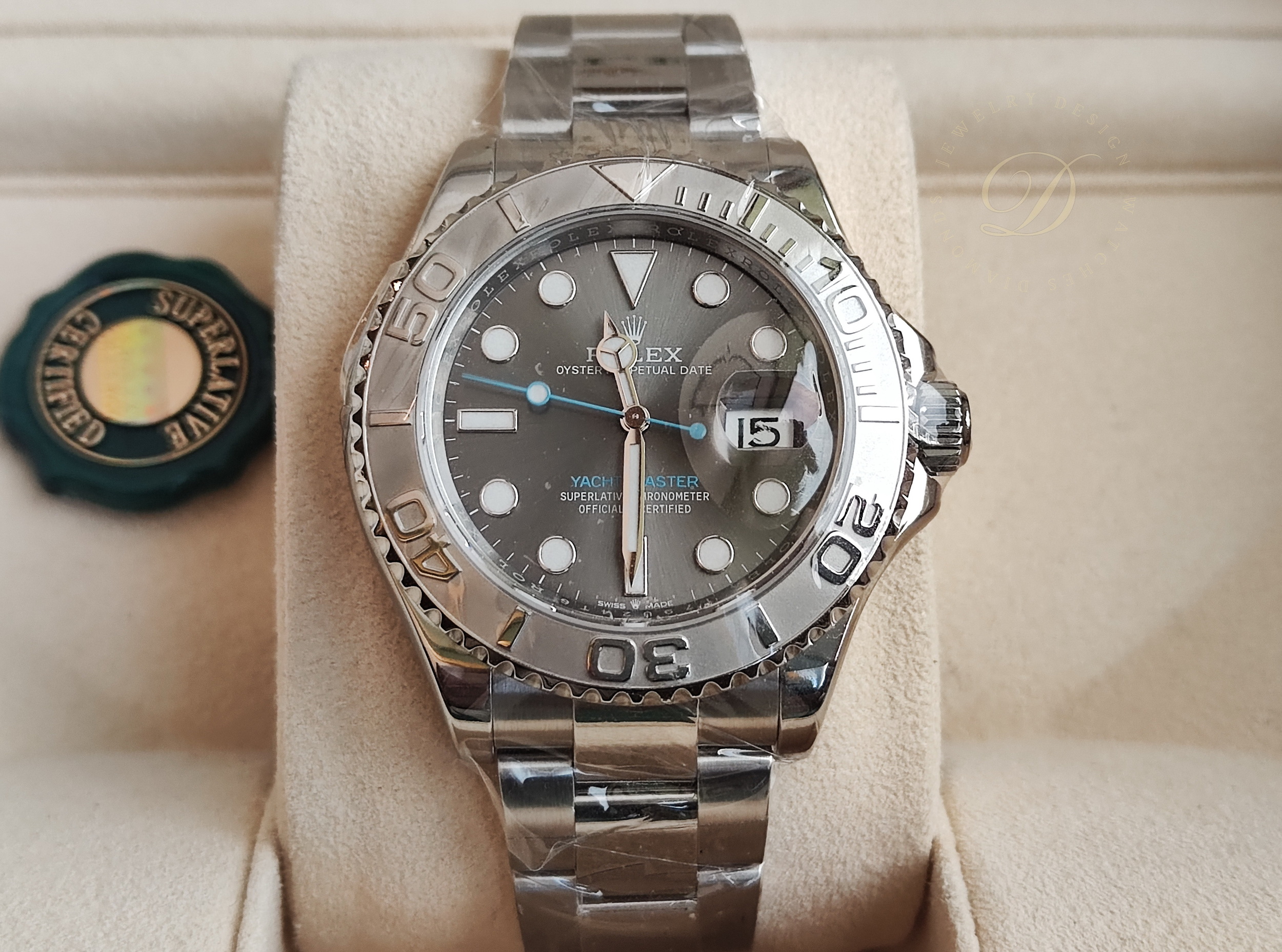 勞力士 126622 遊艇名仕 灰色面盤 錶徑40mm 藍色秒針 自動上鍊 Yacht-Master 鉑金錶圈~原廠盒單 原廠保固至2027