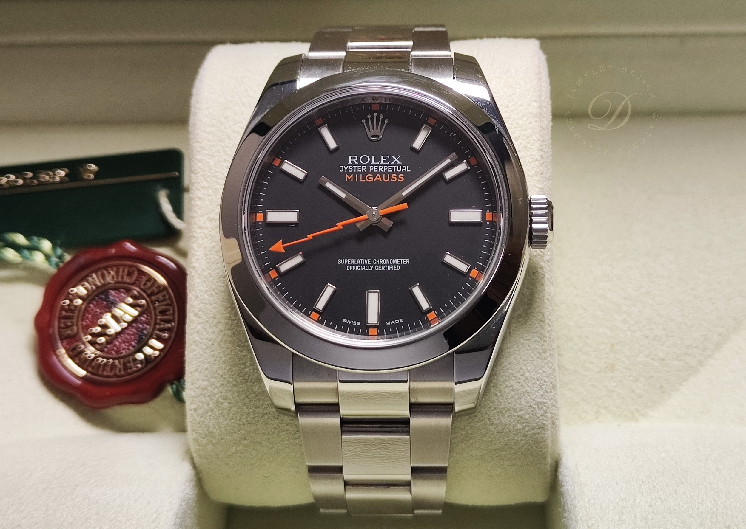 勞力士 Milgauss 高抗磁 116400 錶徑40mm 自動上鍊 橘色閃電針 116400GV~原廠盒單 2013
