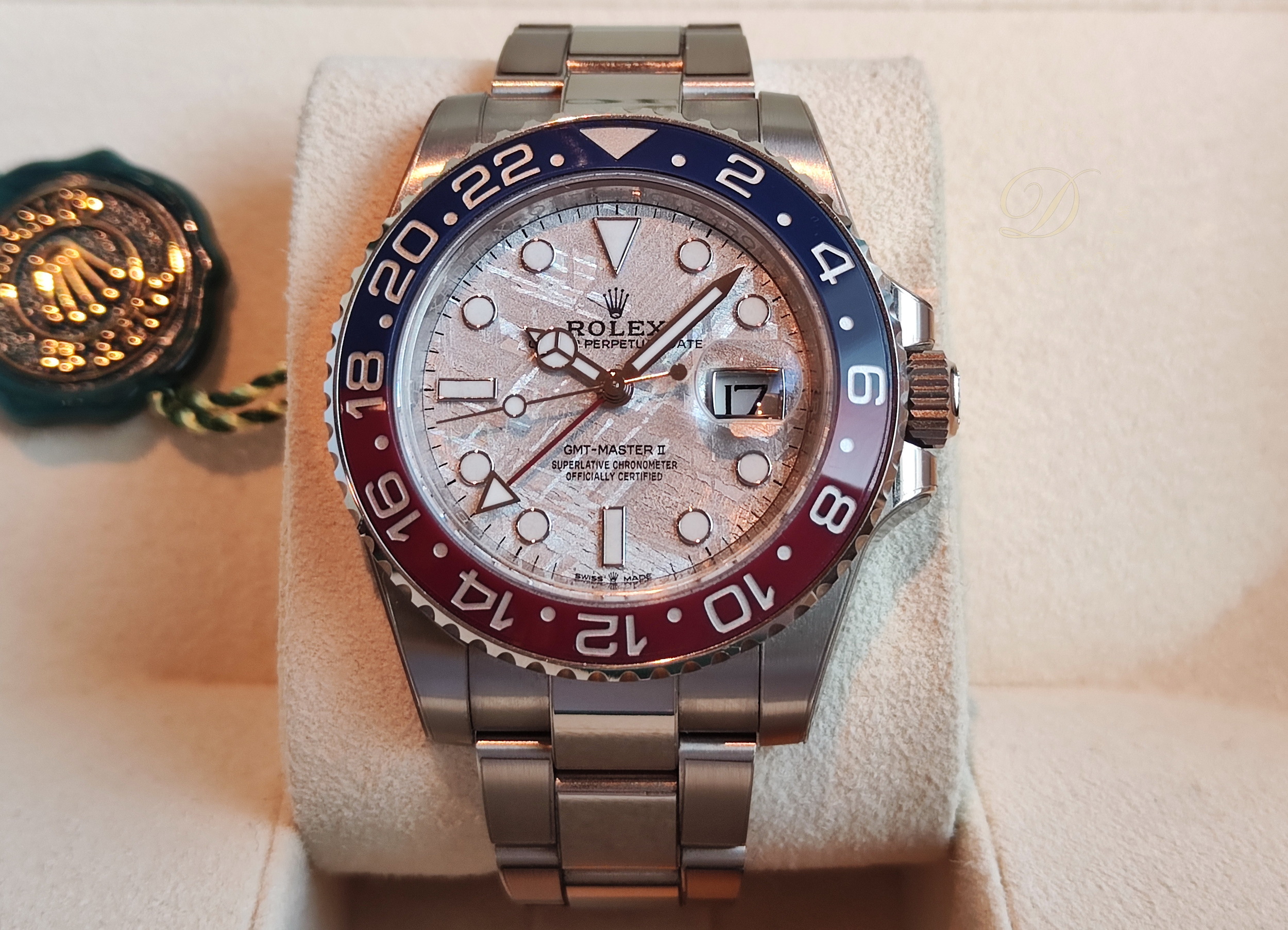 勞力士 126719 白金 隕石面 紅藍圈 百事圈 錶徑40mm 兩地時間 GMT 雙色陶瓷圈 近新~原廠盒單 2024