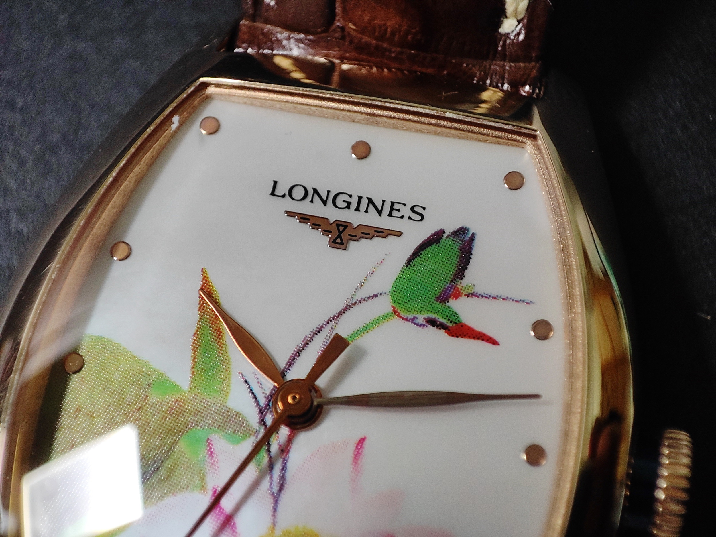 浪琴 18K玫瑰金 荷花彩繪面盤 錶徑26mm 自動上鍊 全球限量~原廠盒單 百年好荷 2