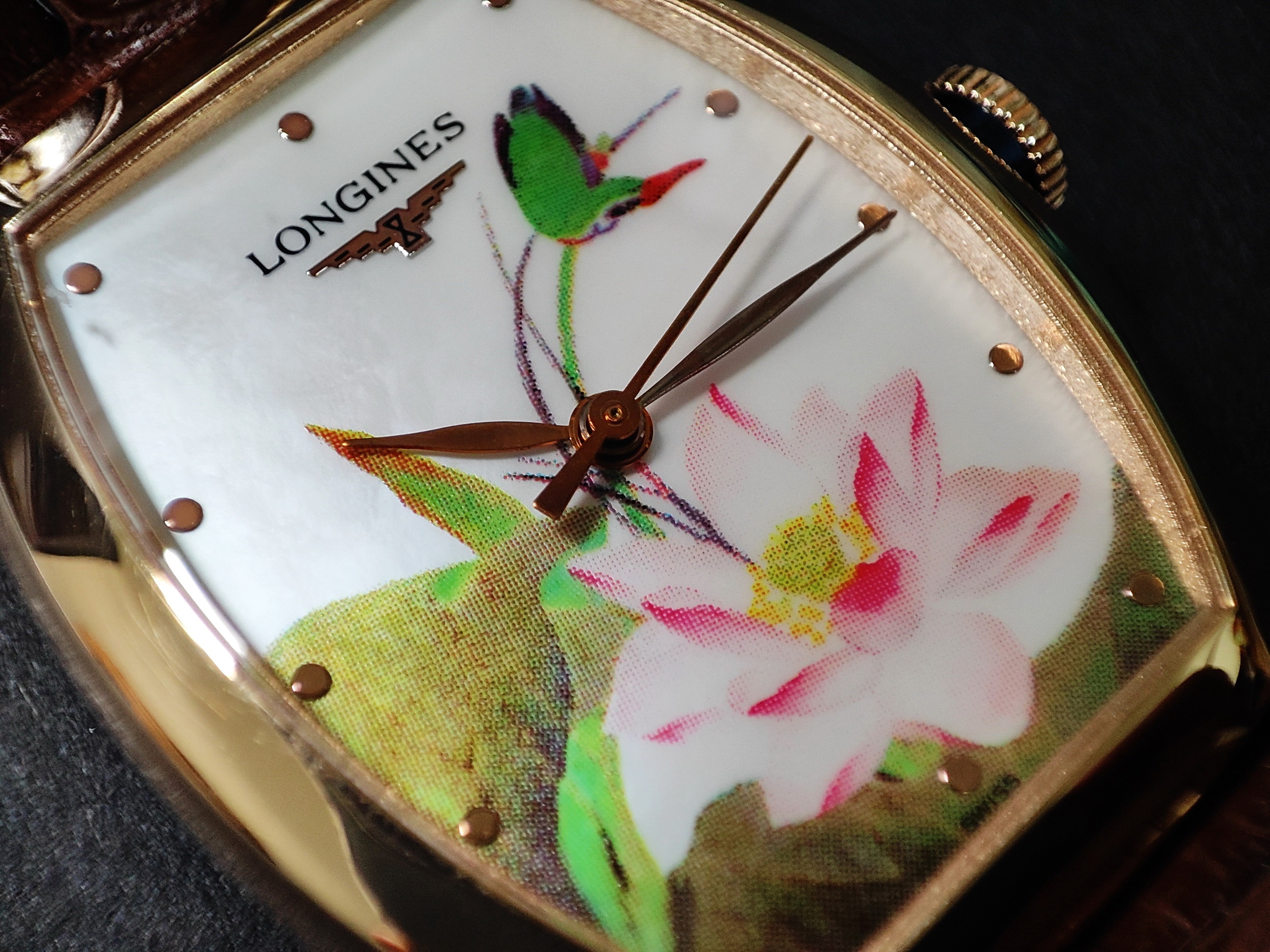 浪琴 18K玫瑰金 荷花彩繪面盤 錶徑26mm 自動上鍊 全球限量~原廠盒單 百年好荷 4