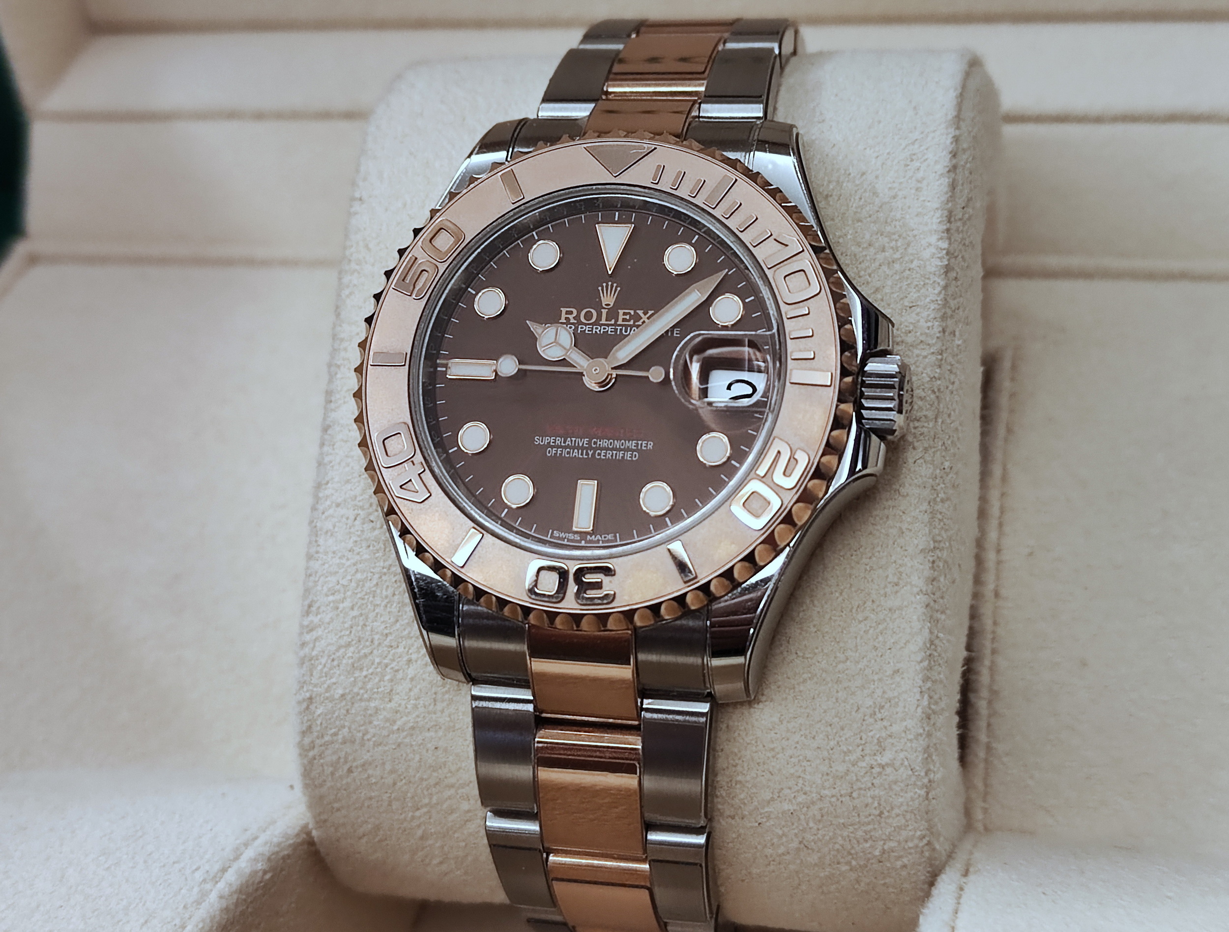 勞力士 268621 半玫瑰金 巧克力面盤 錶徑37mm 自動上鍊 Yacht-Master 遊艇名仕~原廠盒單 2019 3