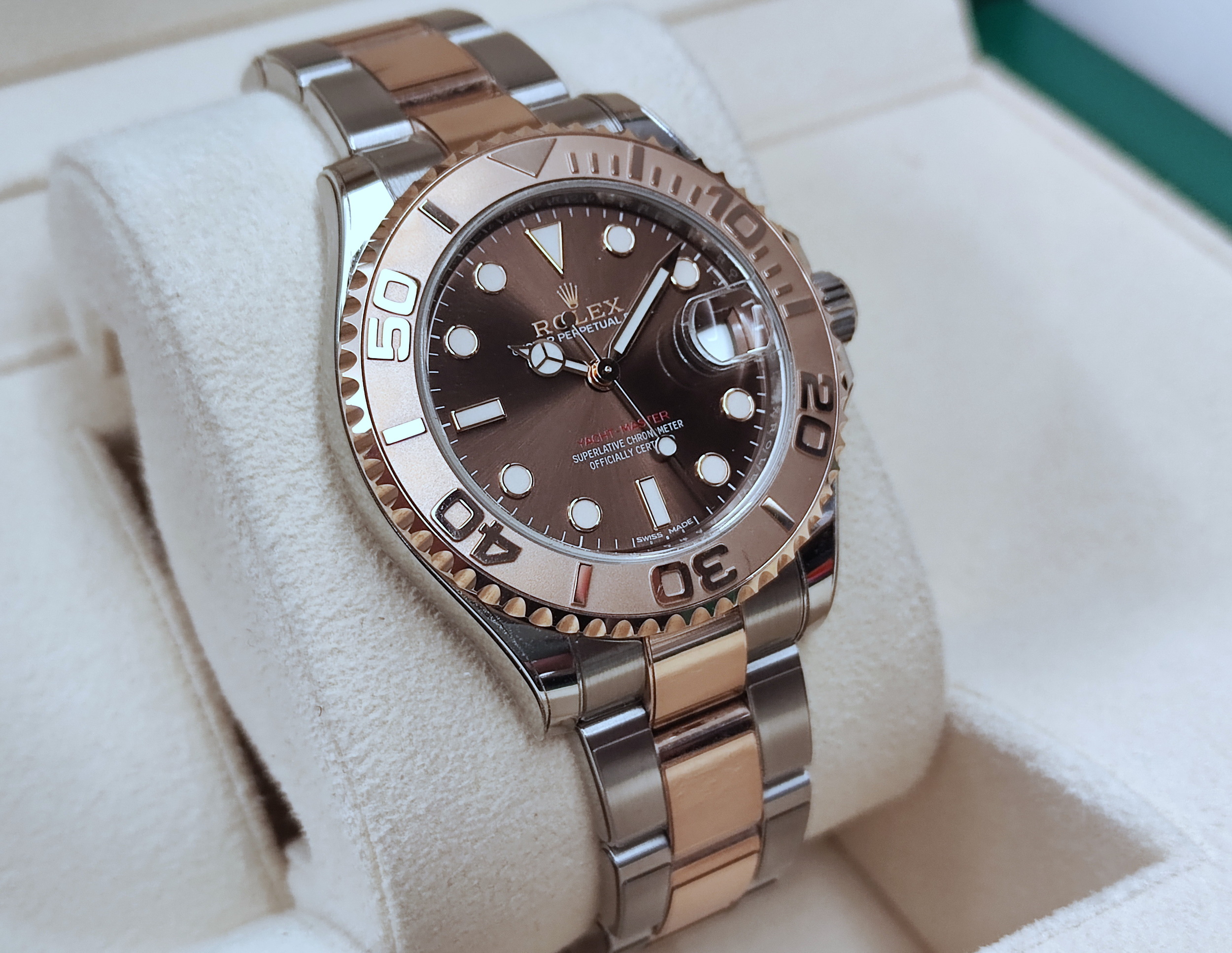 勞力士 268621 半玫瑰金 巧克力面盤 錶徑37mm 自動上鍊 Yacht-Master 遊艇名仕~原廠盒單 2019 2