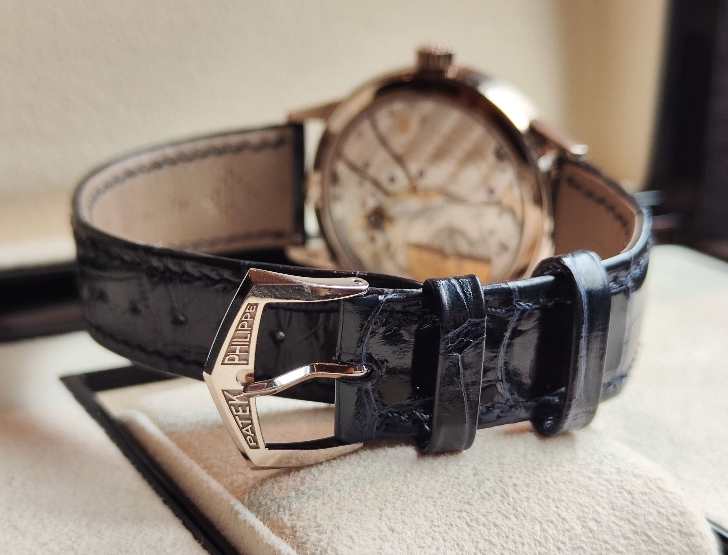 PP 百達翡麗 5235G-001 三針一線 銀灰色面盤 錶徑40.5mm 年曆腕錶~原廠盒單 5235 7