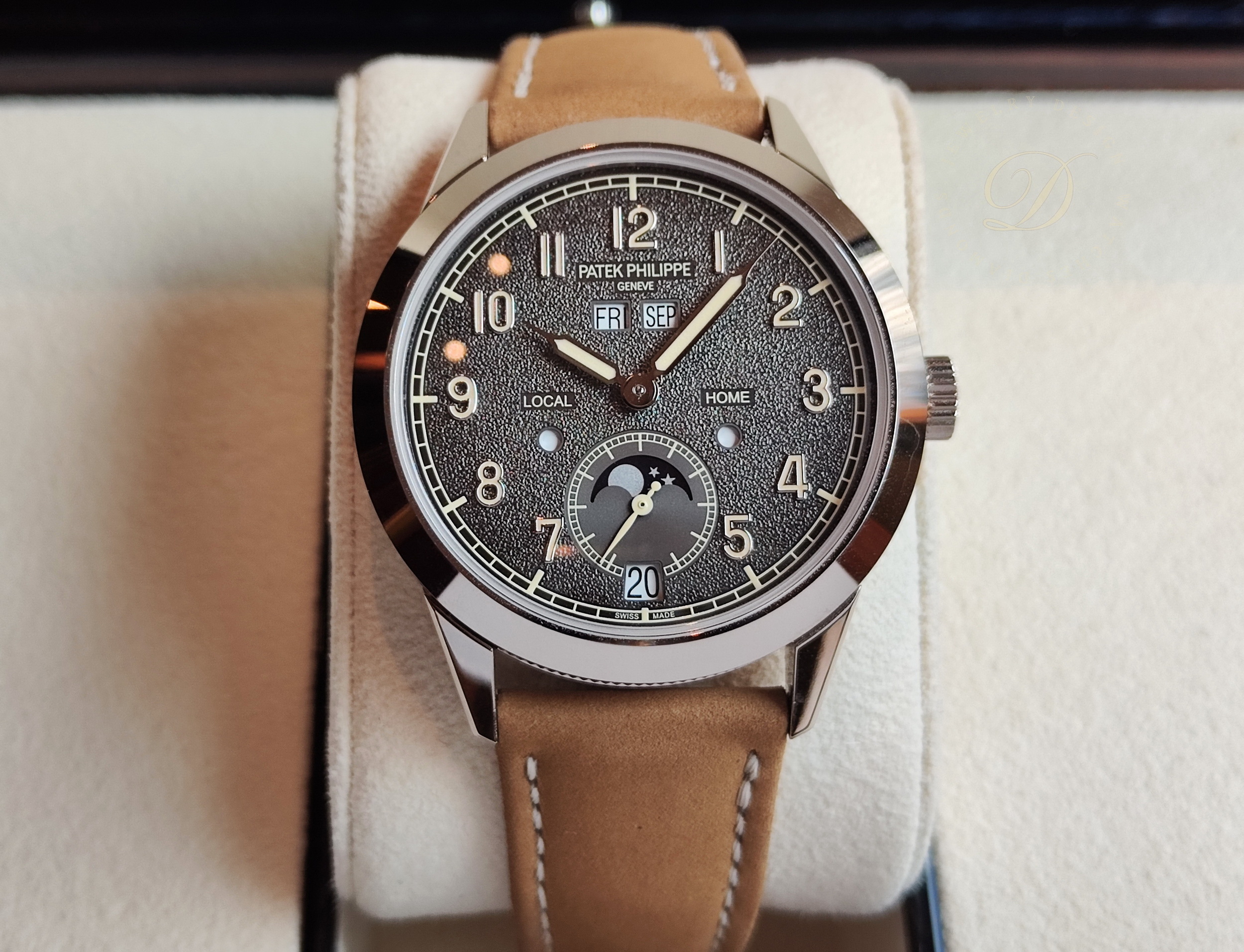 PP 百達翡麗 5326G 年曆 兩地時間 錶徑41mm 岩灰色紋理漸層面盤 18K白金~原廠盒單