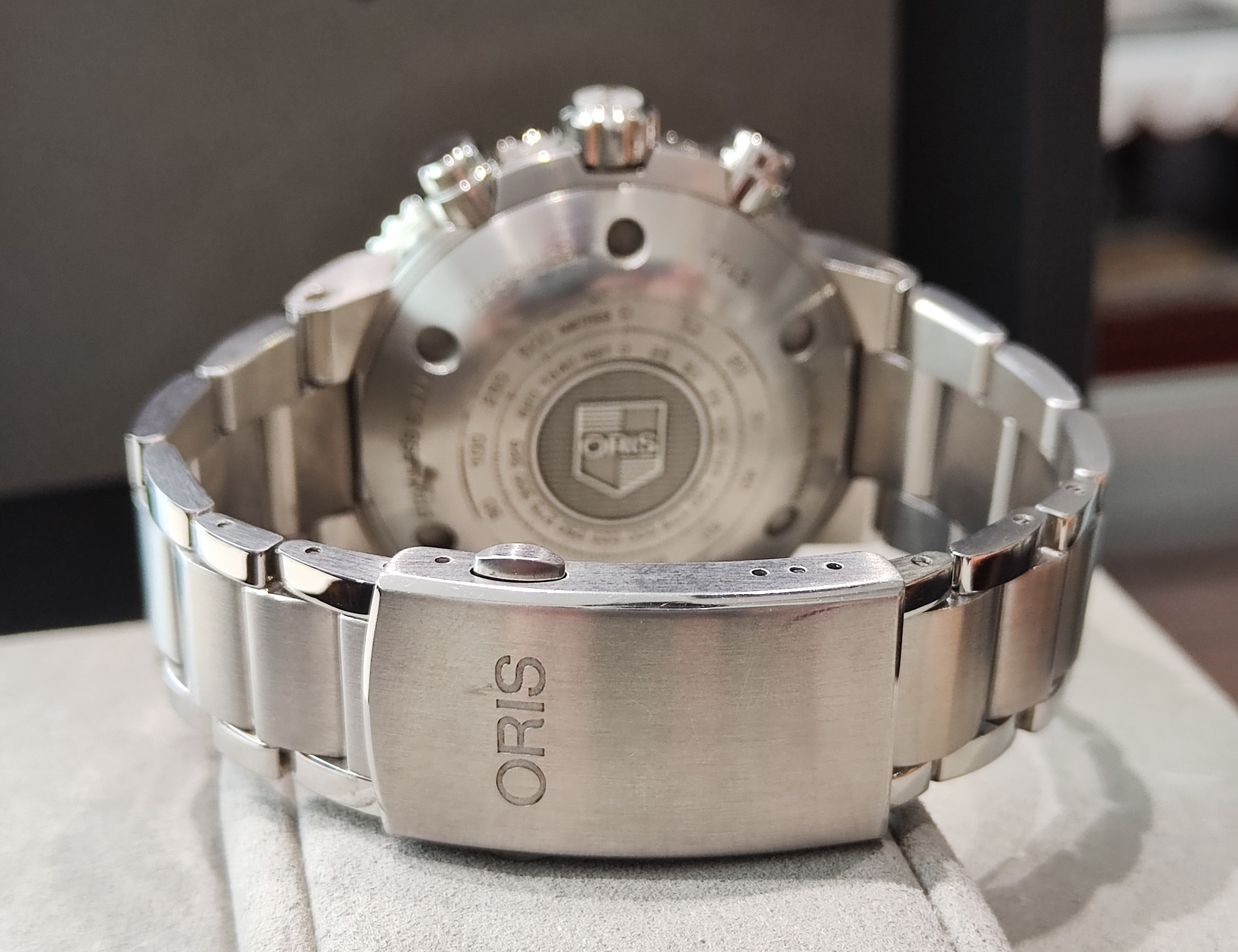 歐力士 ORIS 藍色面盤 大錶徑45.5mm 自動上鍊 計時功能 原廠鋼帶+原廠膠帶 深潛500米~原廠盒單 國內AD 7