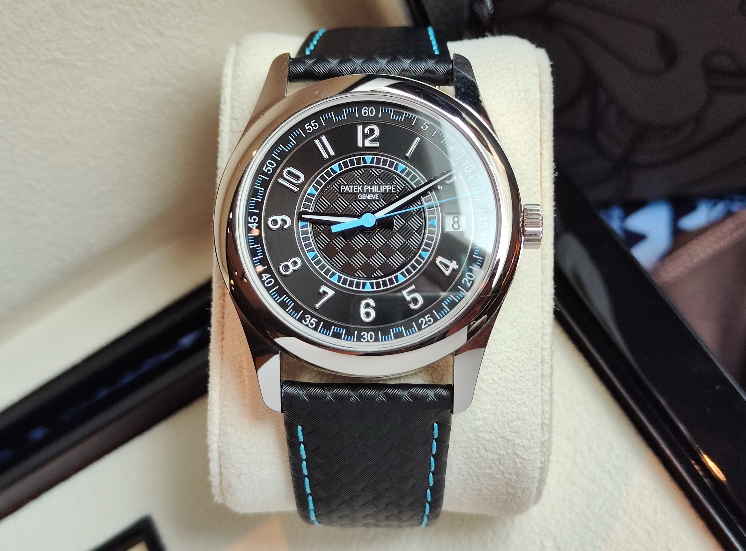 PP 百達翡麗 6007G-011 藍色秒針 錶徑40mm 黑色碳纖維面盤 自動上鍊~原廠盒單 6007 3