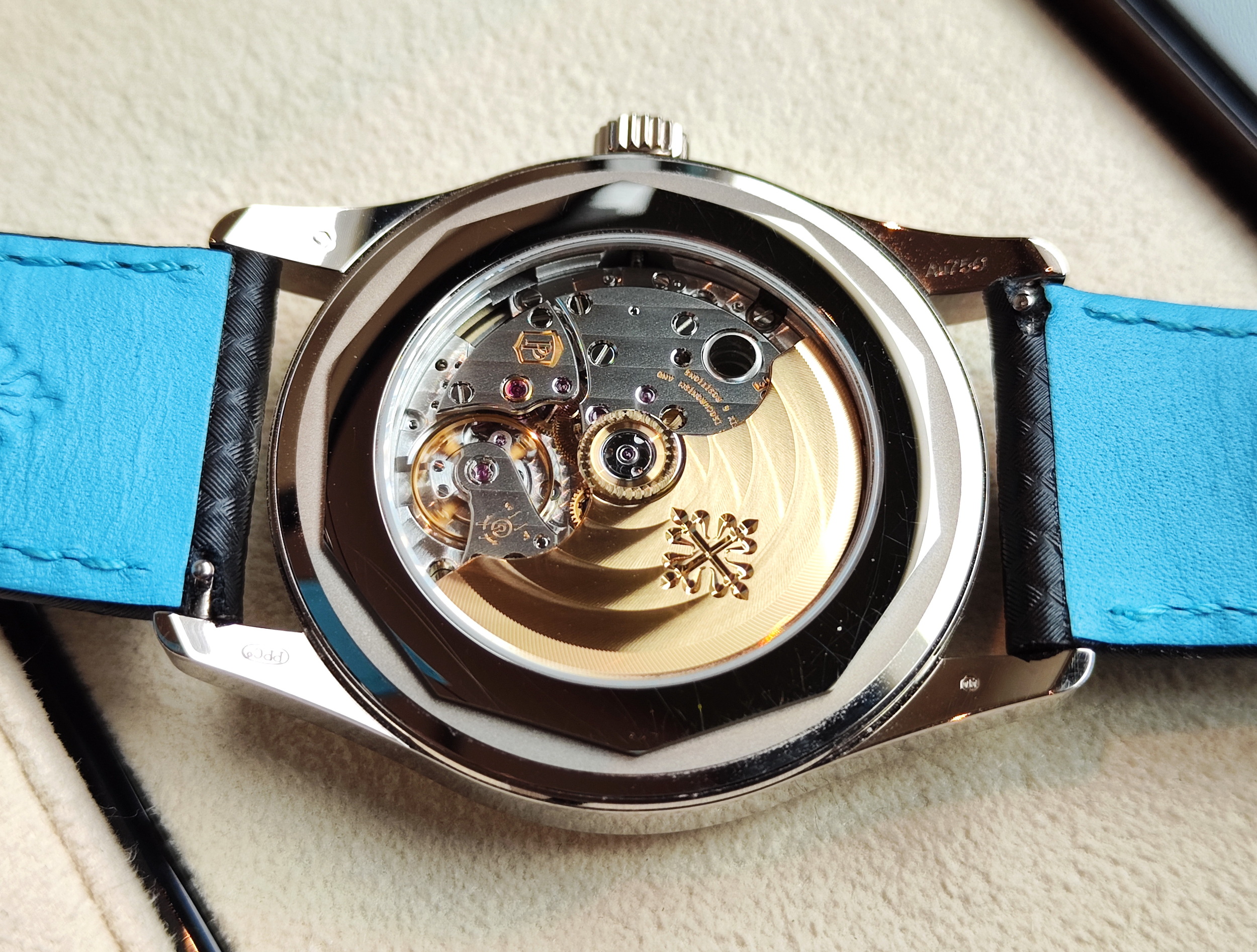 PP 百達翡麗 6007G-011 藍色秒針 錶徑40mm 黑色碳纖維面盤 自動上鍊~原廠盒單 6007 4