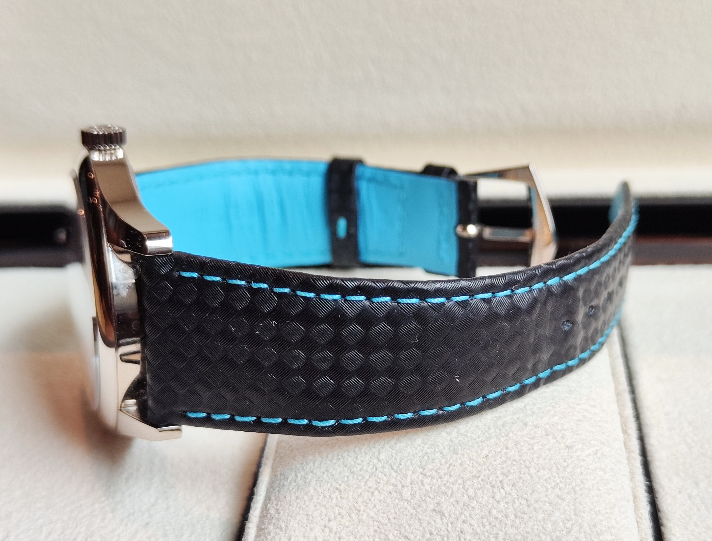 PP 百達翡麗 6007G-011 藍色秒針 錶徑40mm 黑色碳纖維面盤 自動上鍊~原廠盒單 6007 5