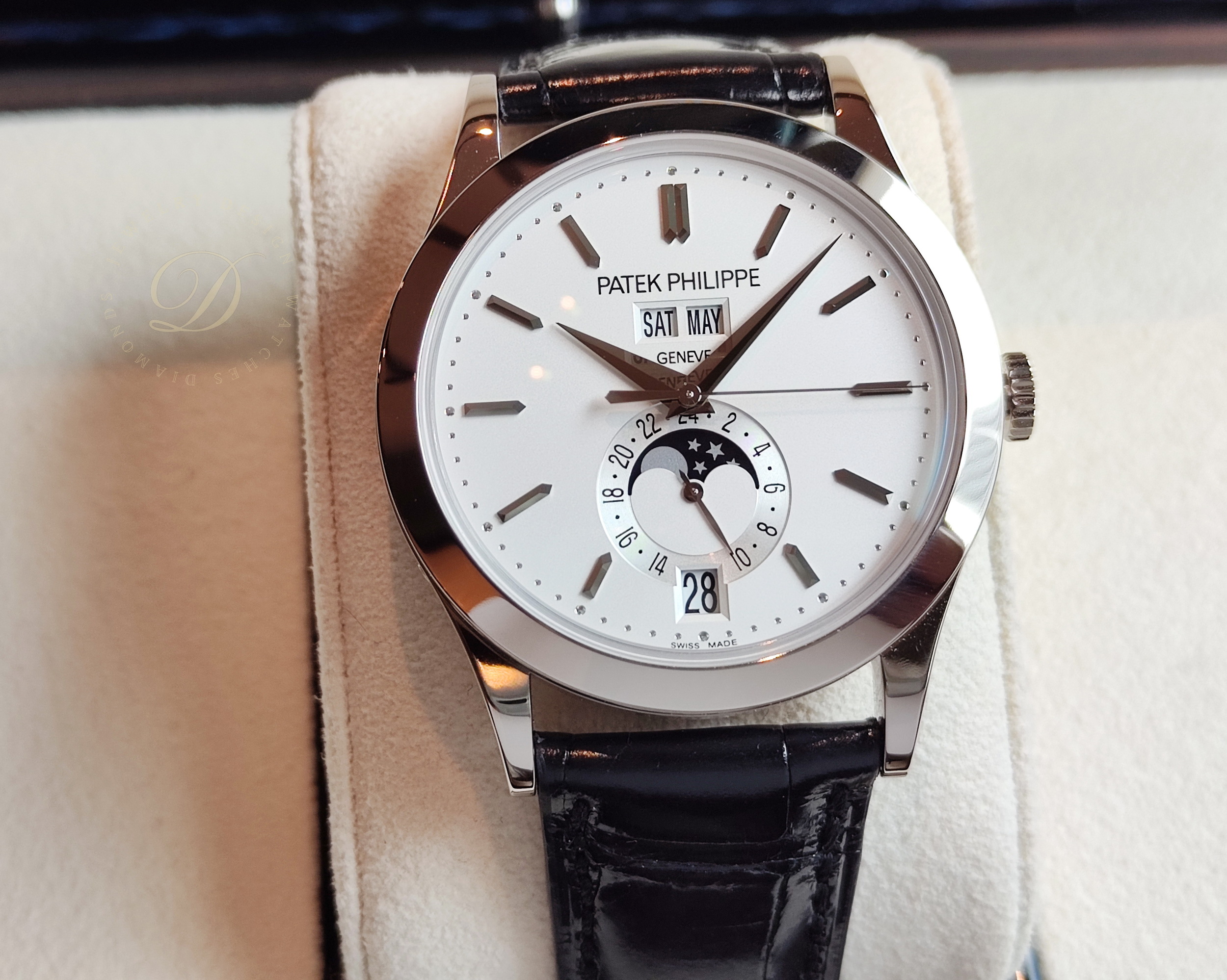 PP 百達翡麗 5396G-011 年曆 月相 錶徑38.5mm 白金材質 自動上鍊~原廠盒單 5396