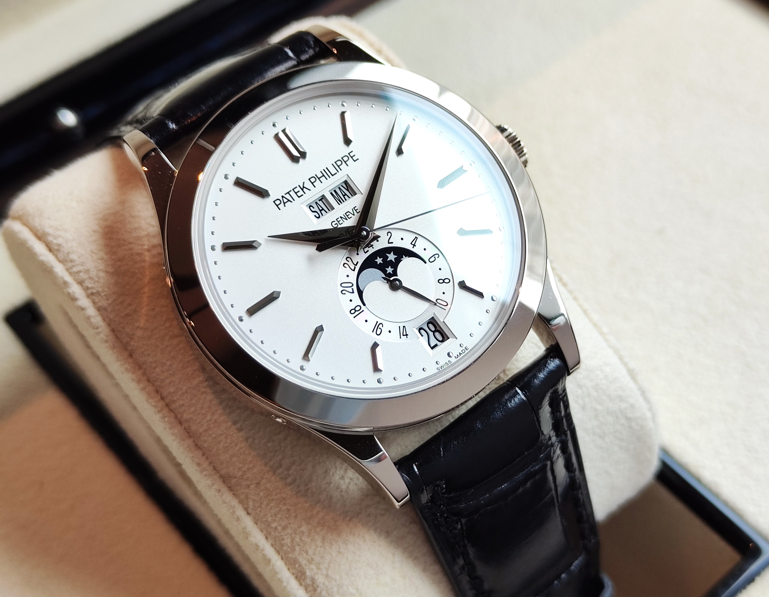 PP 百達翡麗 5396G-011 年曆 月相 錶徑38.5mm 白金材質 自動上鍊~原廠盒單 5396 2